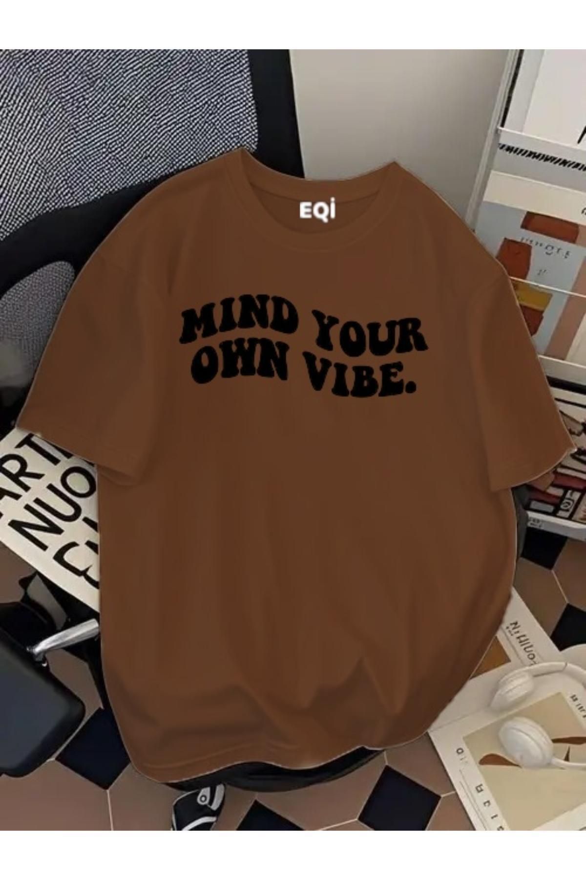 EQİ Mind Your Own Vibe Baskılı Oversize T-Shirt