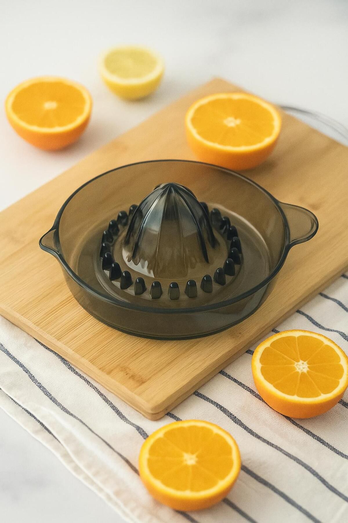 Mu Art Ahşap Akrilik Füme Narenciye Limon & Portakal Sıkacağı Pratik Portakal Sıkacağı