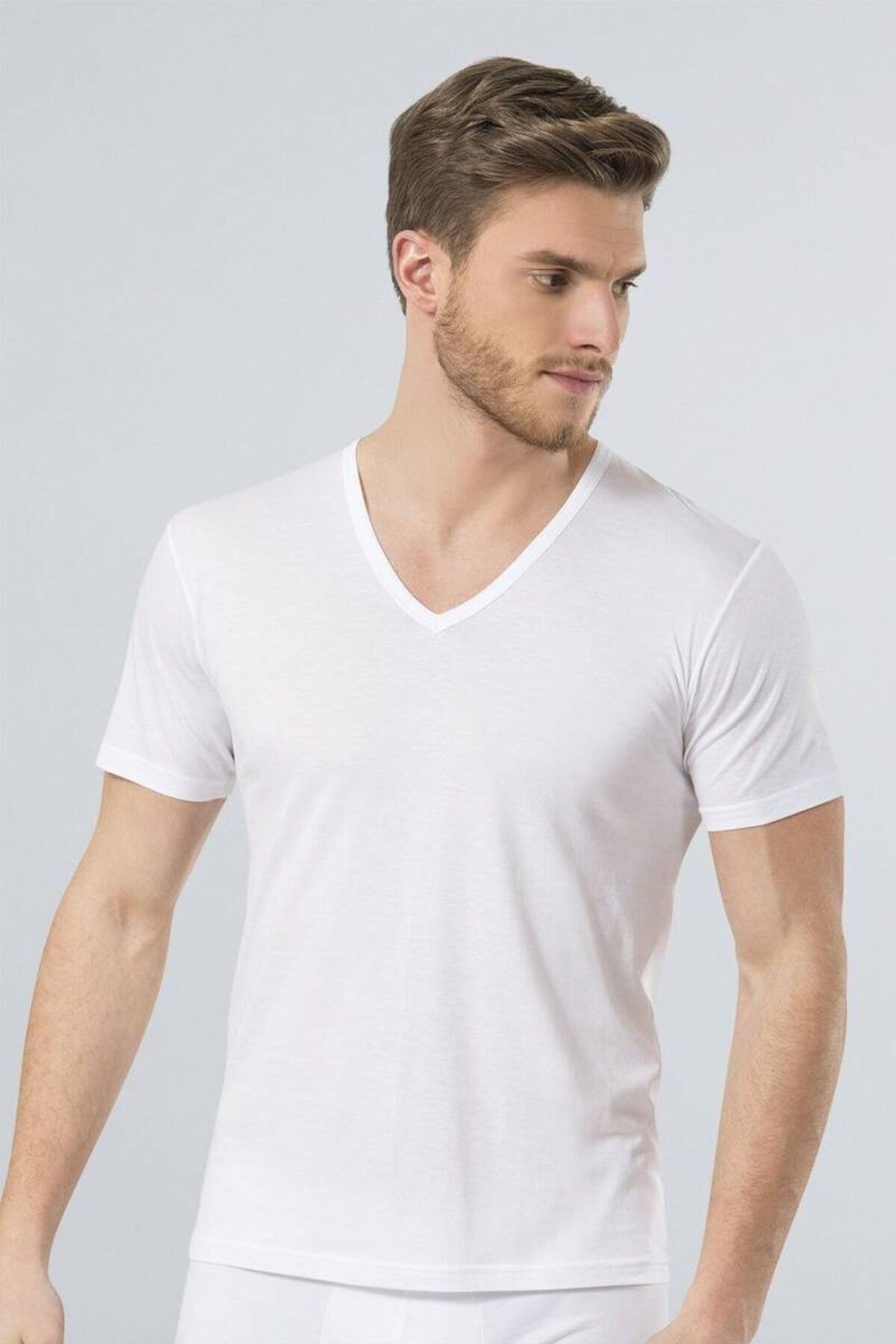 TÜREN-Tricou modal cu decolteu în V pentru bărbați 2