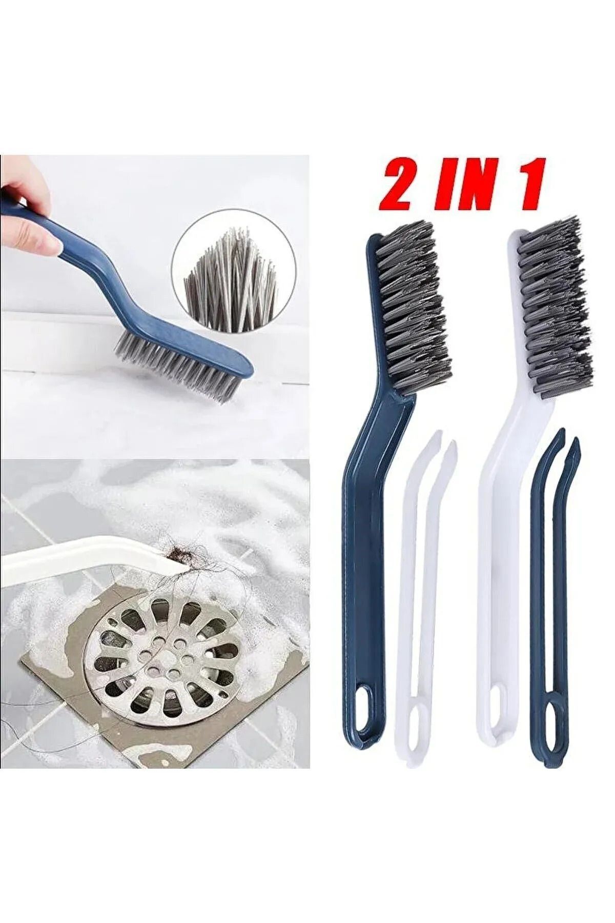 Carat Home 1 Adet Çok Fonksiyonlu Derz Zemin Fayans Banyo Mutfak Oluk Temizleme Fırçası Çöp Cımbızlı