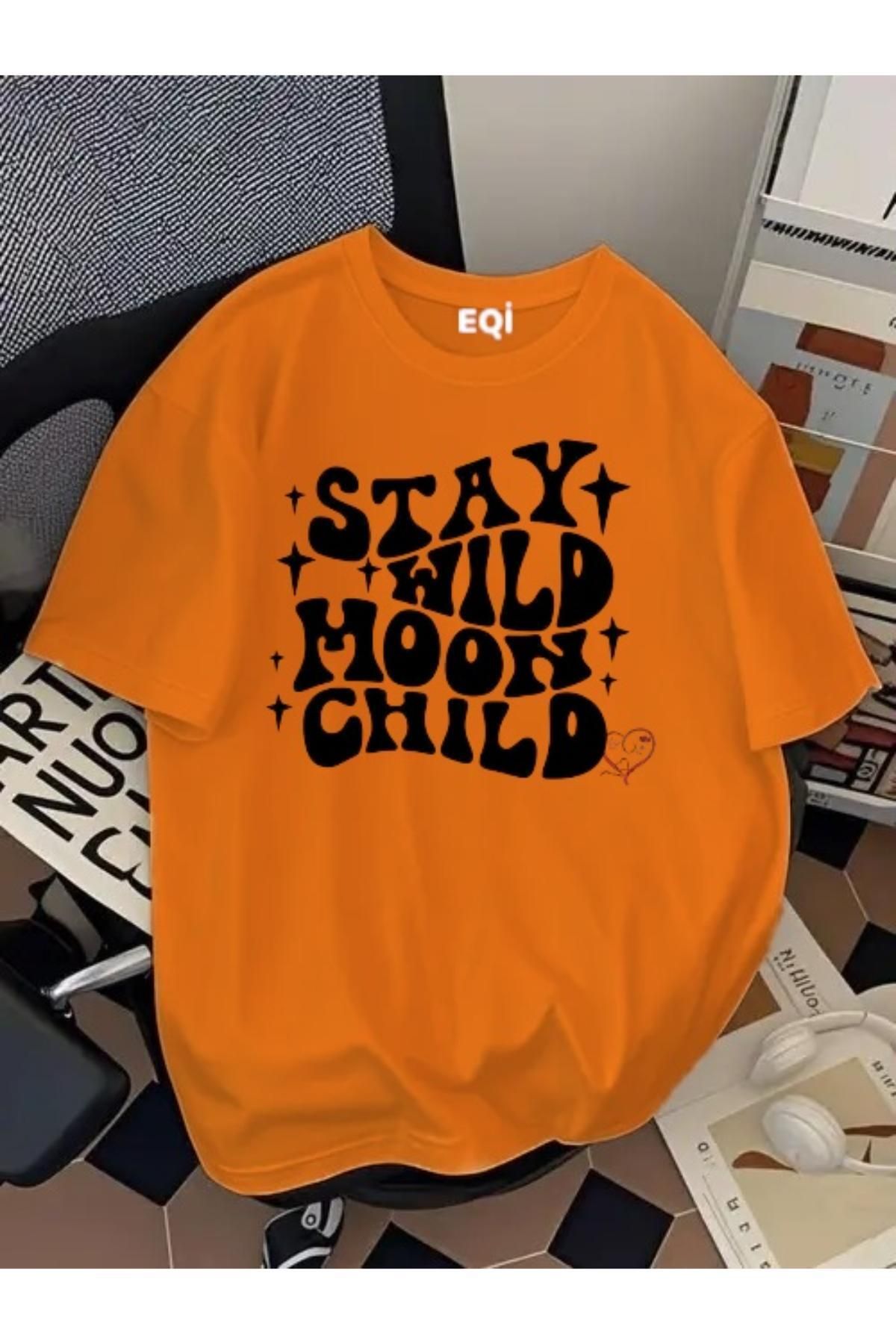 EQİ Stay Wild Moon Child Baskılı Oversize T-Shirt