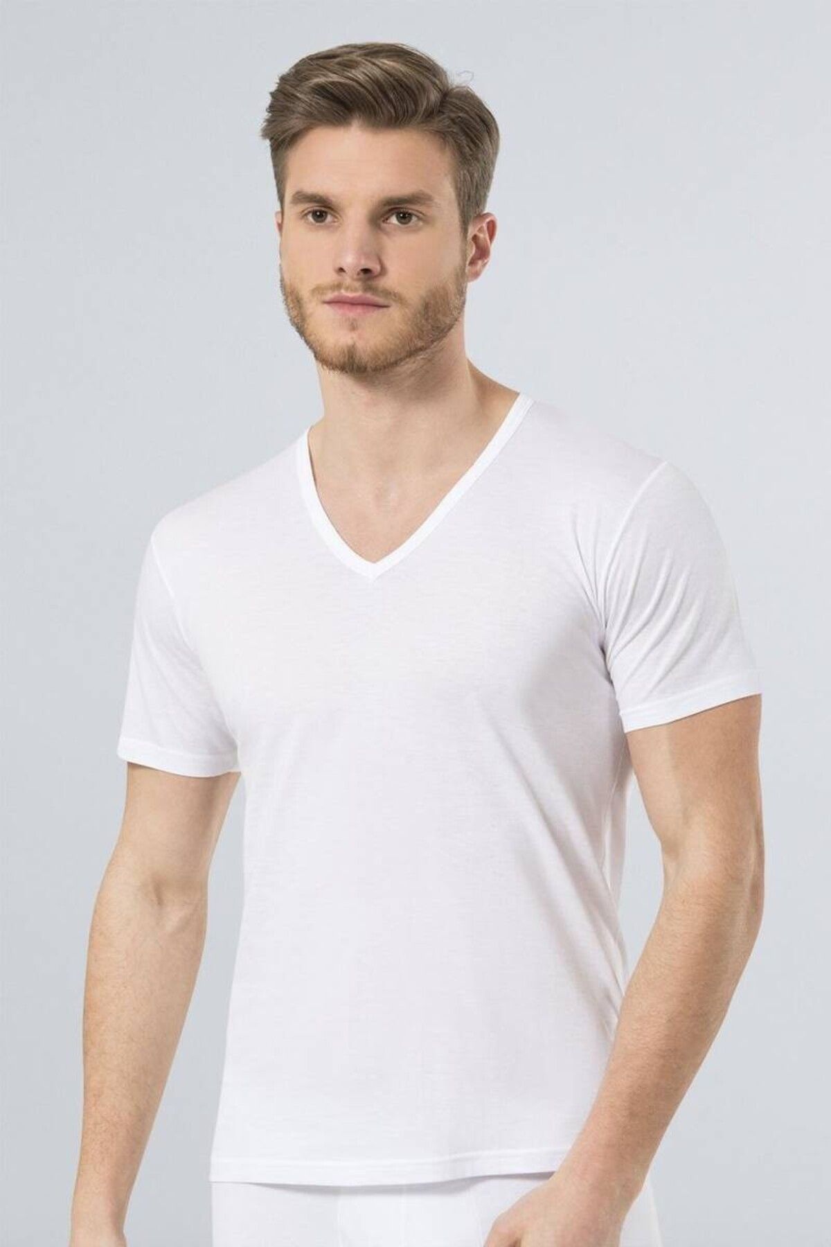 TÜREN-Tricou modal cu decolteu în V pentru bărbați 1