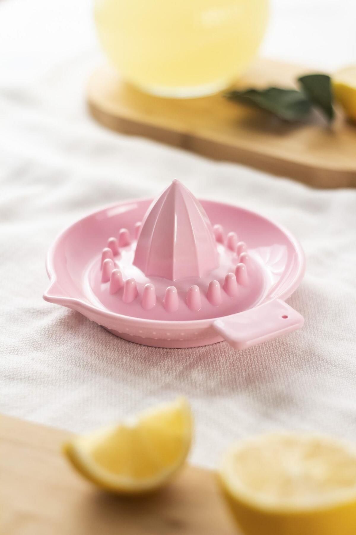 Mu Art Ahşap Akrilik Koyu Pembe Limon Sıkacağı Pratik Limon Sıkacağı