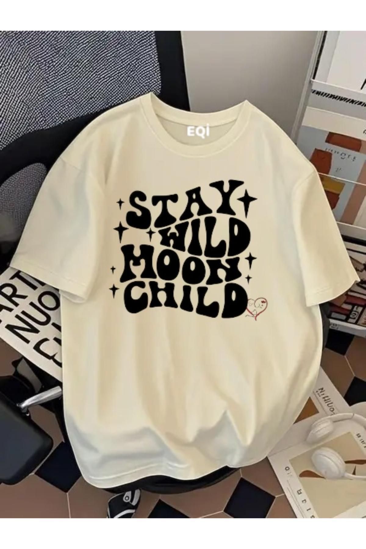 EQİ Stay Wild Moon Child Baskılı Oversize T-Shirt