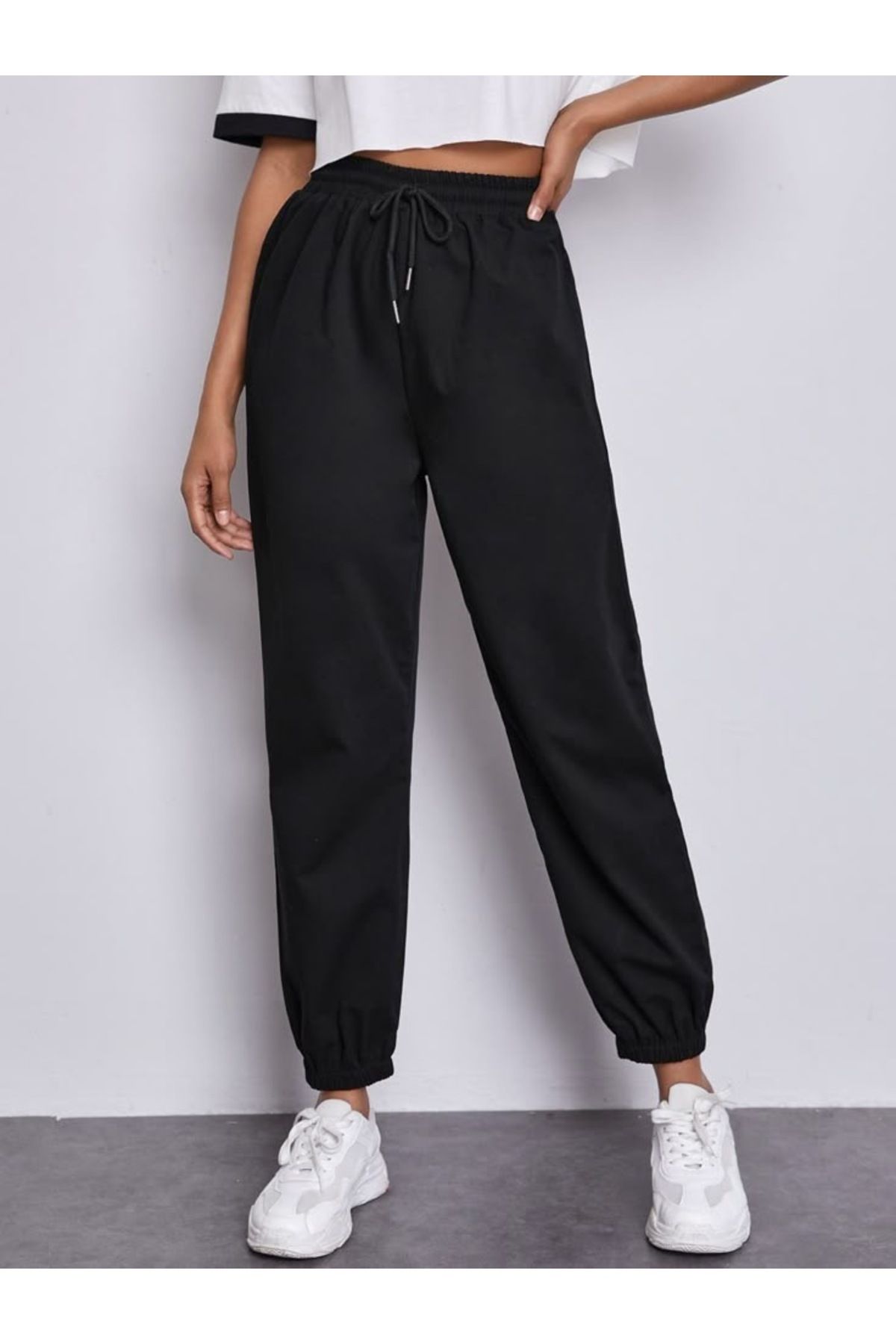 UYN SPORT Siyah Beli Lastikli Jogger Paça Eşofman Altı