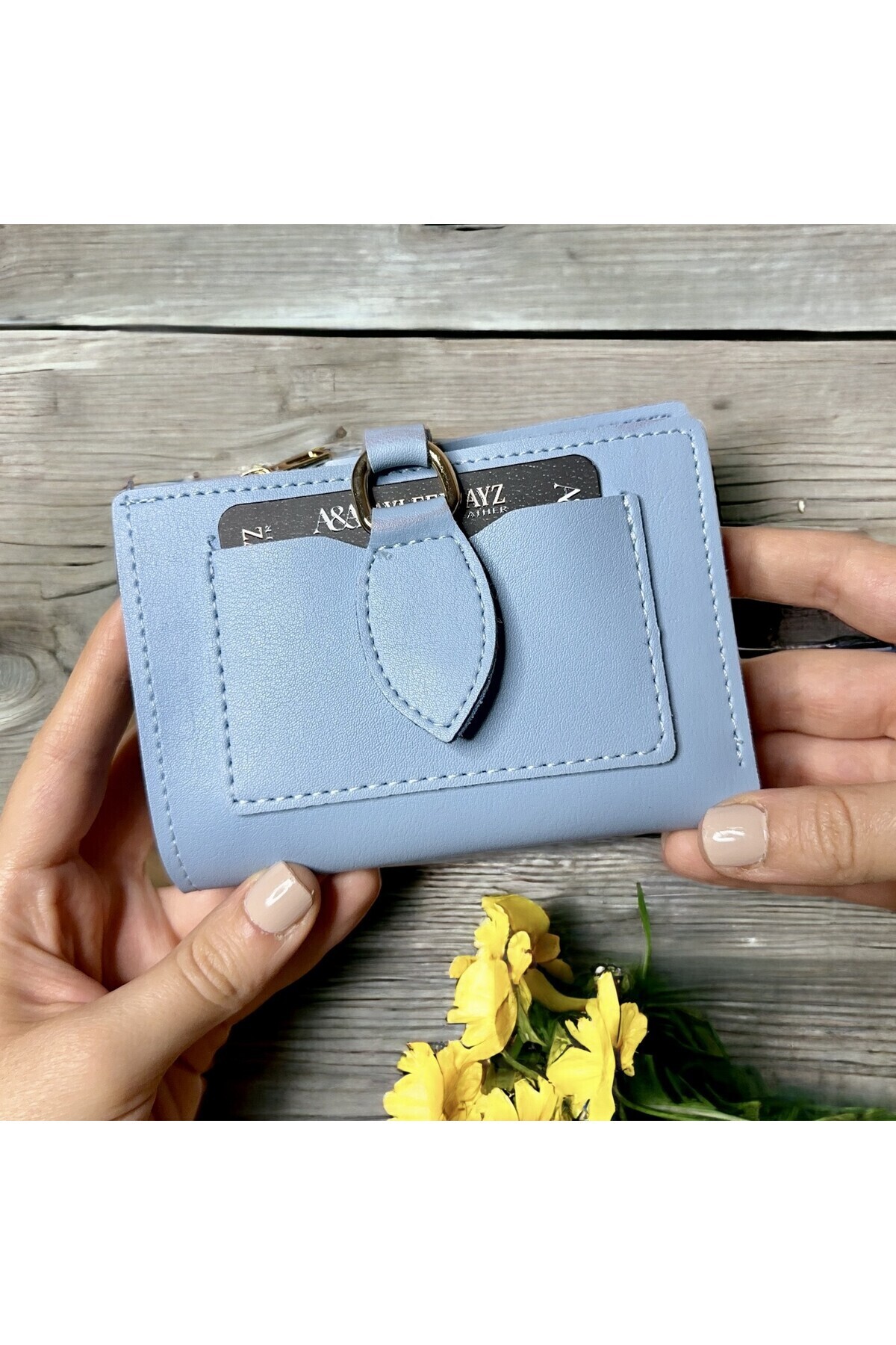 Women's Baby Blue Wallet Buckle Card Holder Accessory