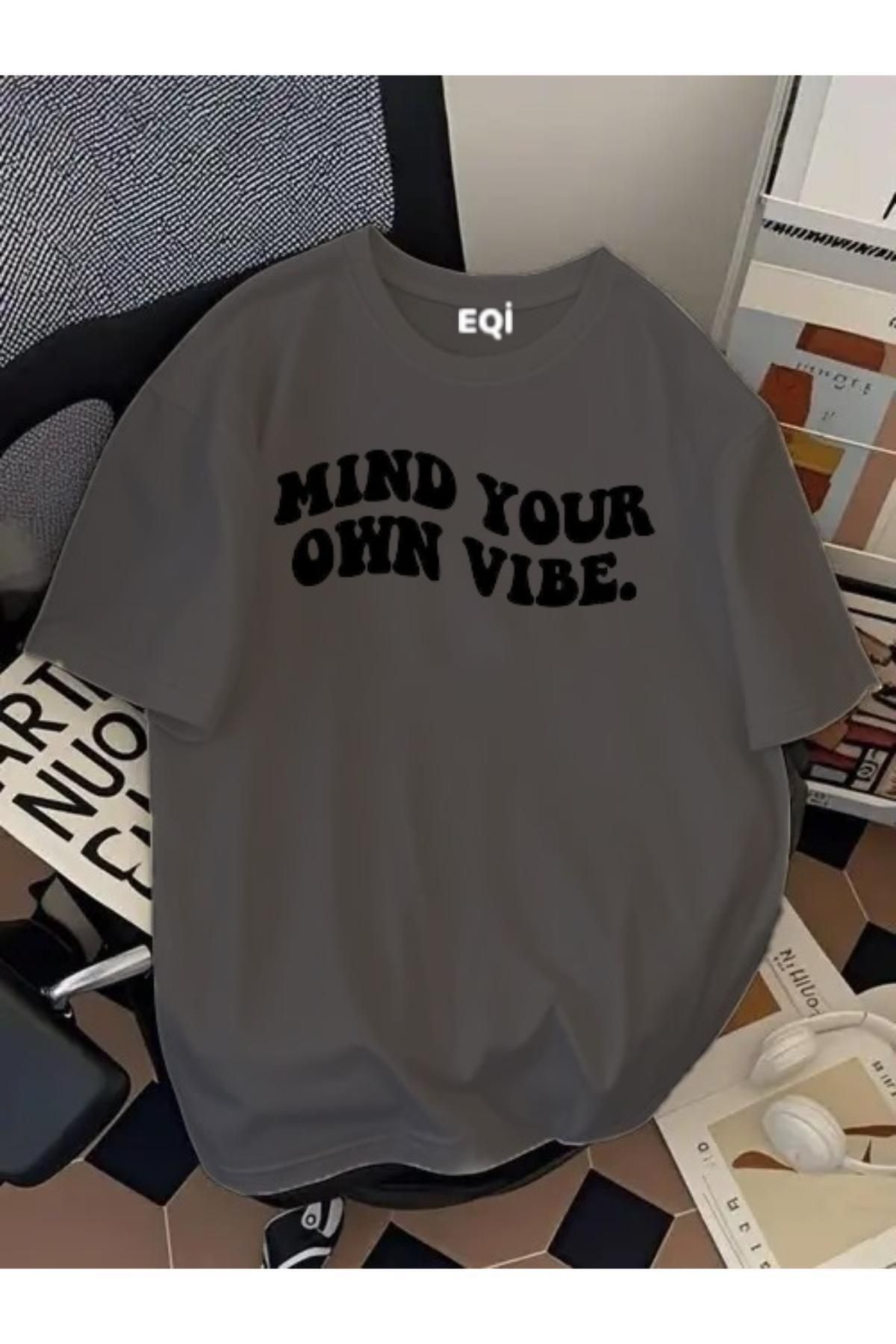EQİ Mind Your Own Vibe Baskılı Oversize T-Shirt