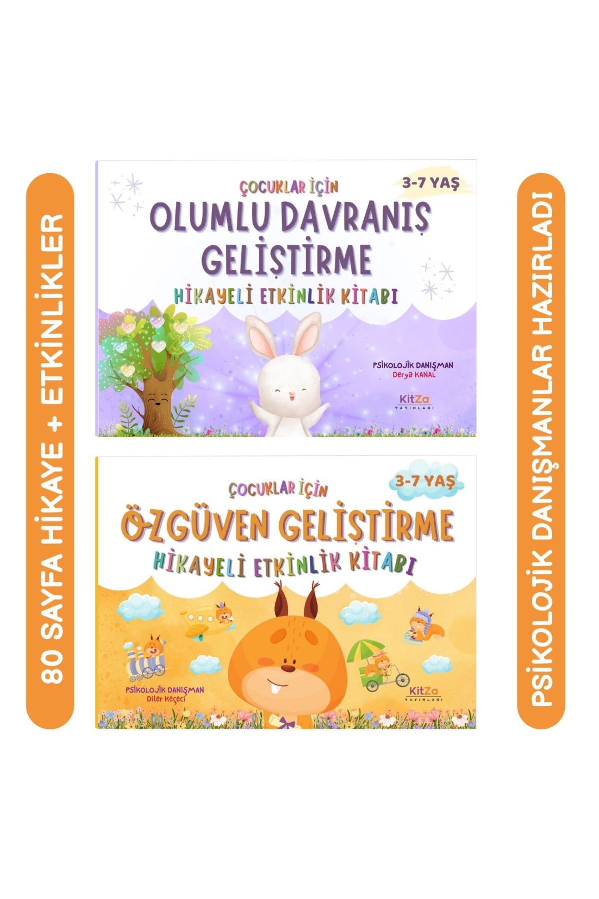 kitza yayınları 3-7 YAŞ ARASI ÇOCUKLAR İÇİN ÖZGÜVEN VE OLUMLU DAVRANIŞ GELİŞTİRME ETKİNLİKLİ HİKAYELER SETİ(2 KİTAP)