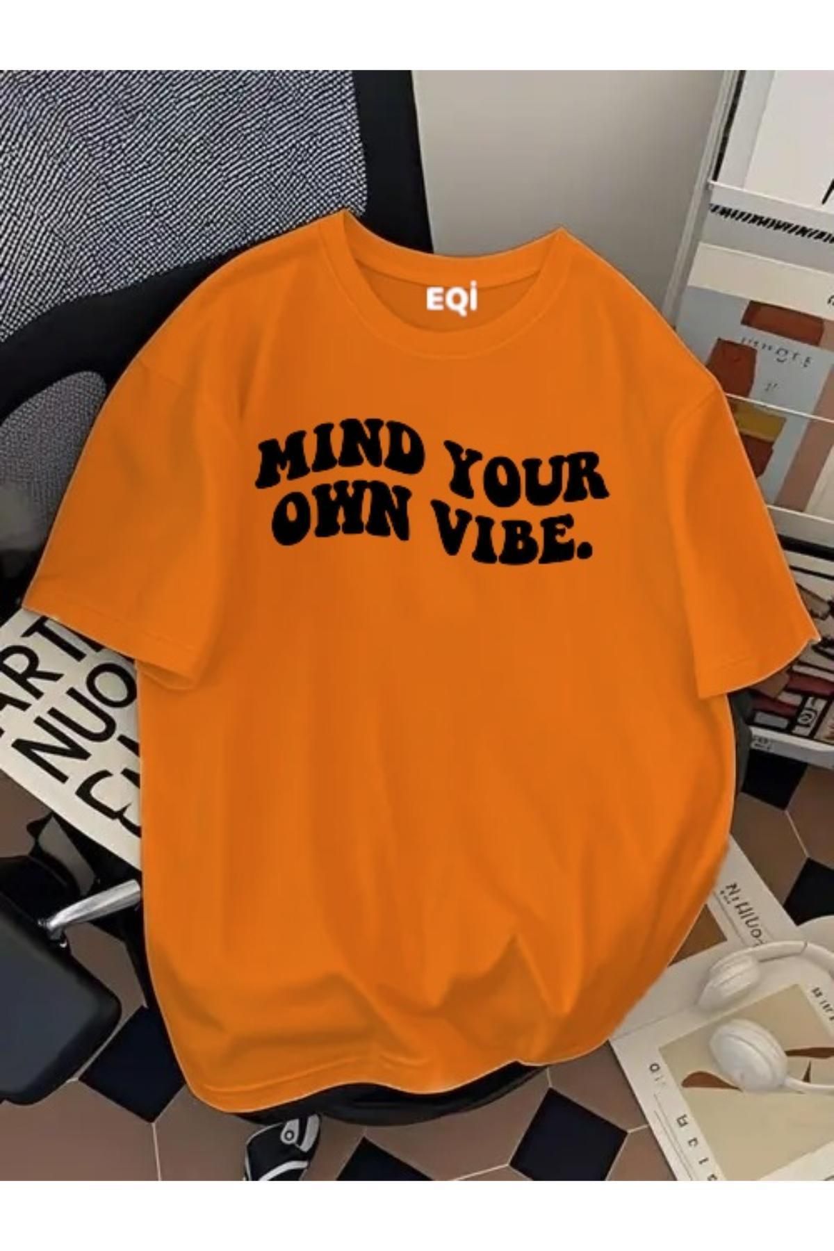 EQİ Mind Your Own Vibe Baskılı Oversize T-Shirt