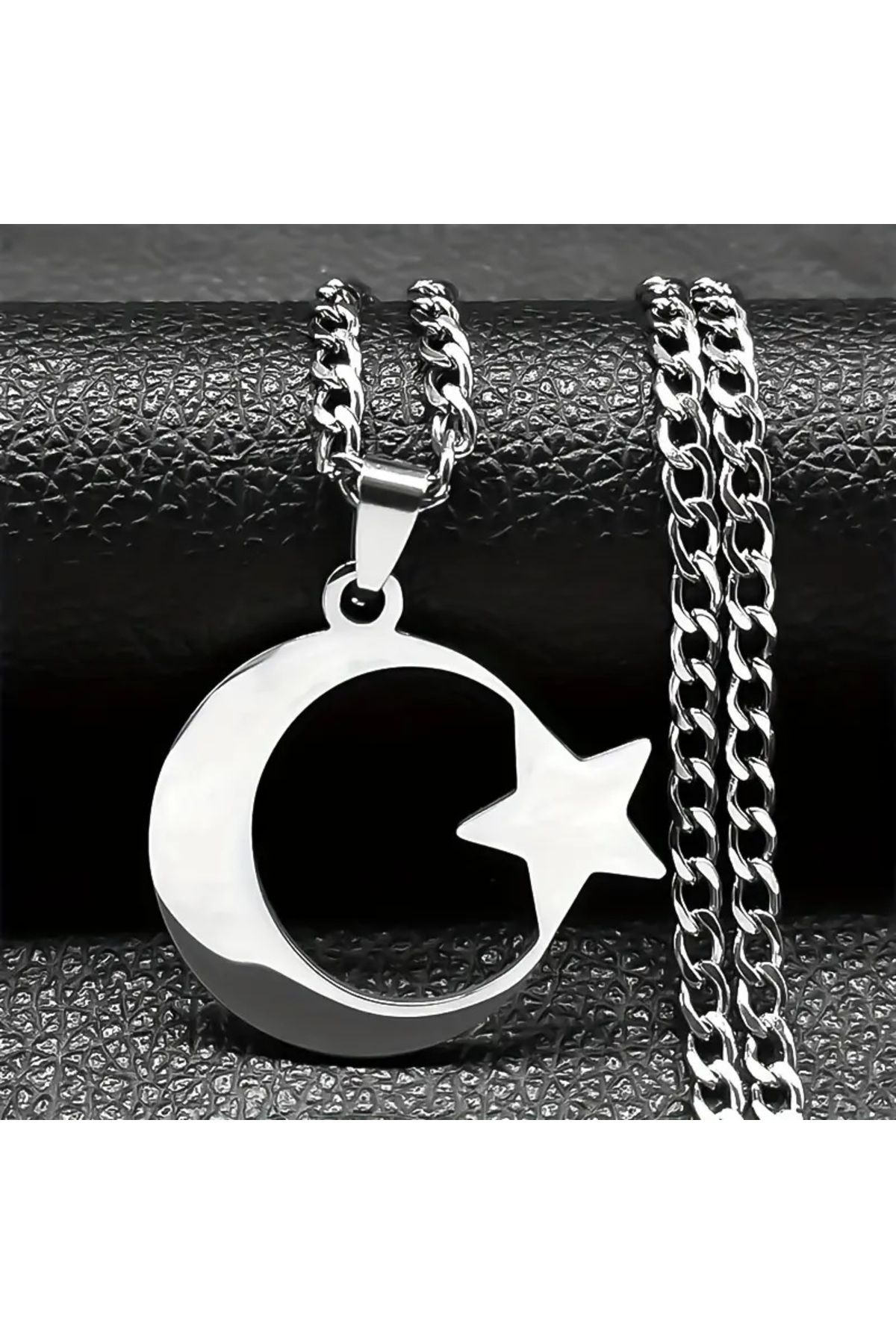 AYB AY YILDIZ PASLANMAZ ÇELİK ZİNCİR KOLYE