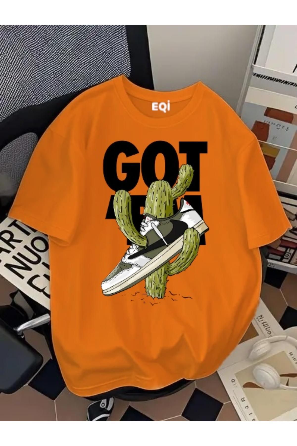 EQİ Got It Kaktüs Ayakkabı Baskılı Oversize T-Shirt