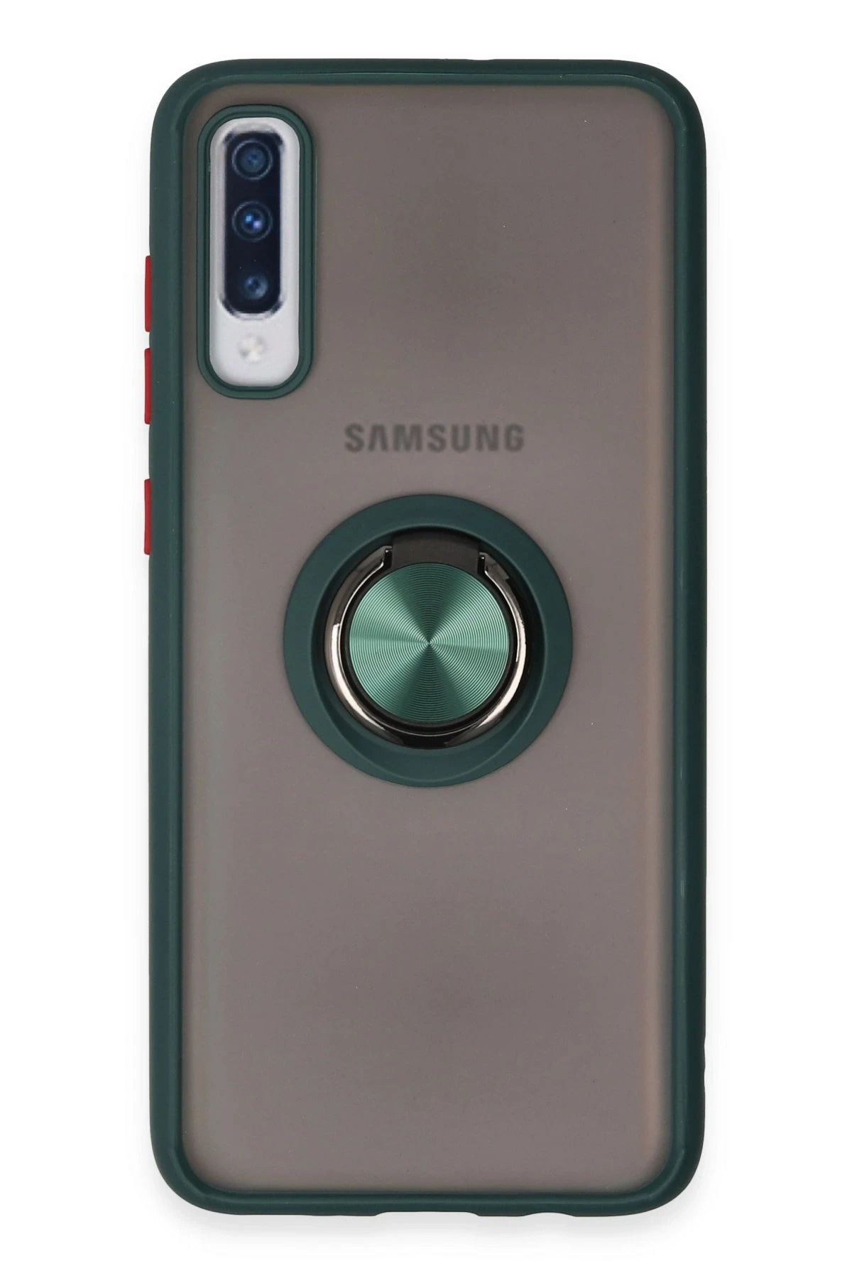 NewFace Samsung Galaxy A70 Kılıf Montreal Yüzüklü Silikon Kapak - Yeşil FLKRY