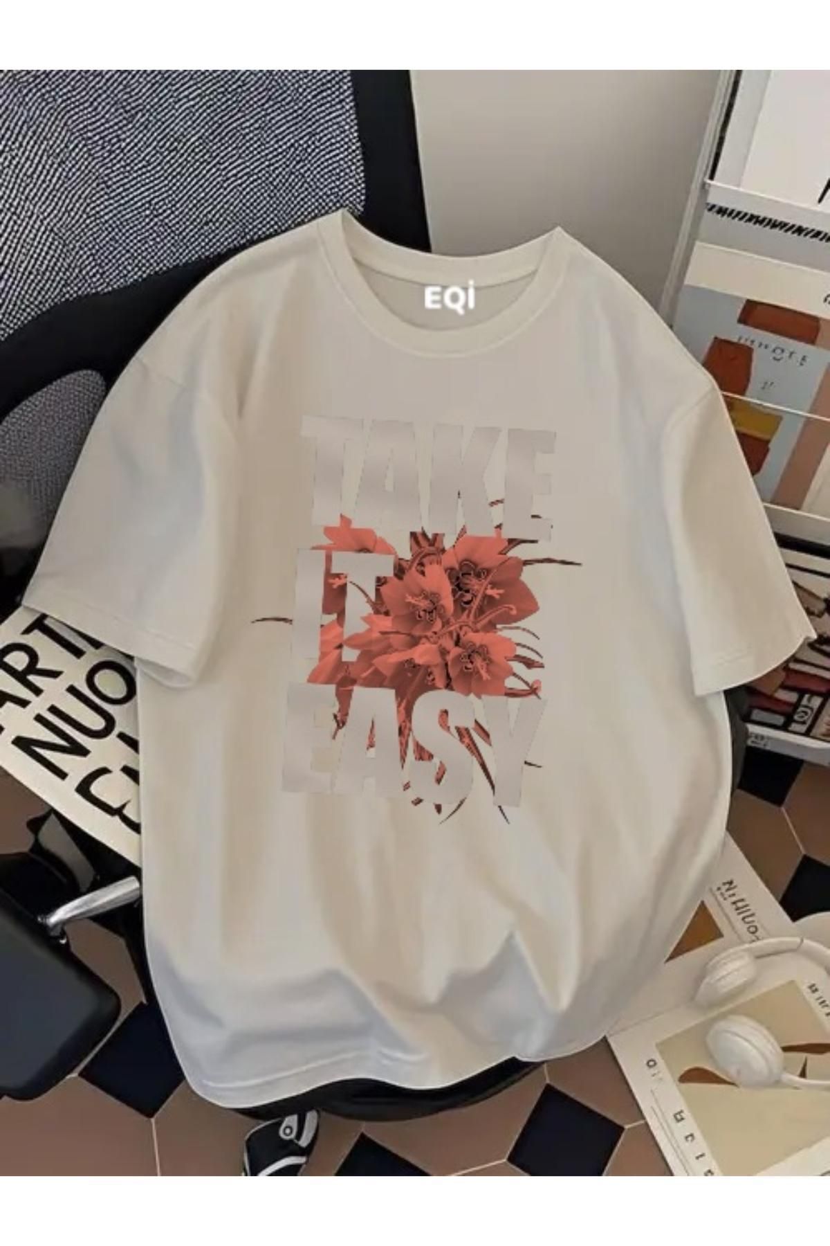 EQİ Take It Easy Baskılı Oversize T-Shirt