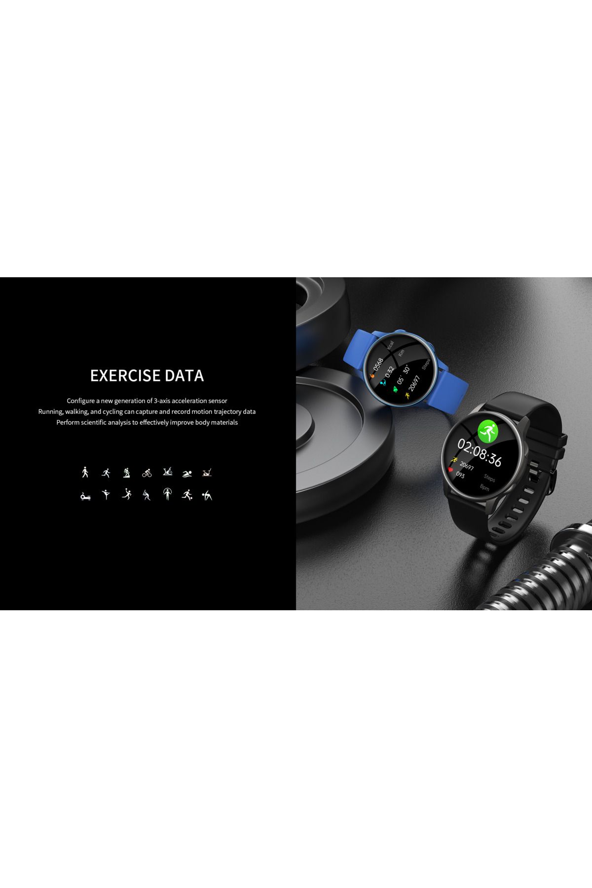 Smart Vibe-Smartwatch AMOLED WiX™ GT, Always ON Display, Ecran Curbat 2.5D, UltraSlim, Fitness Tracker, Black 6