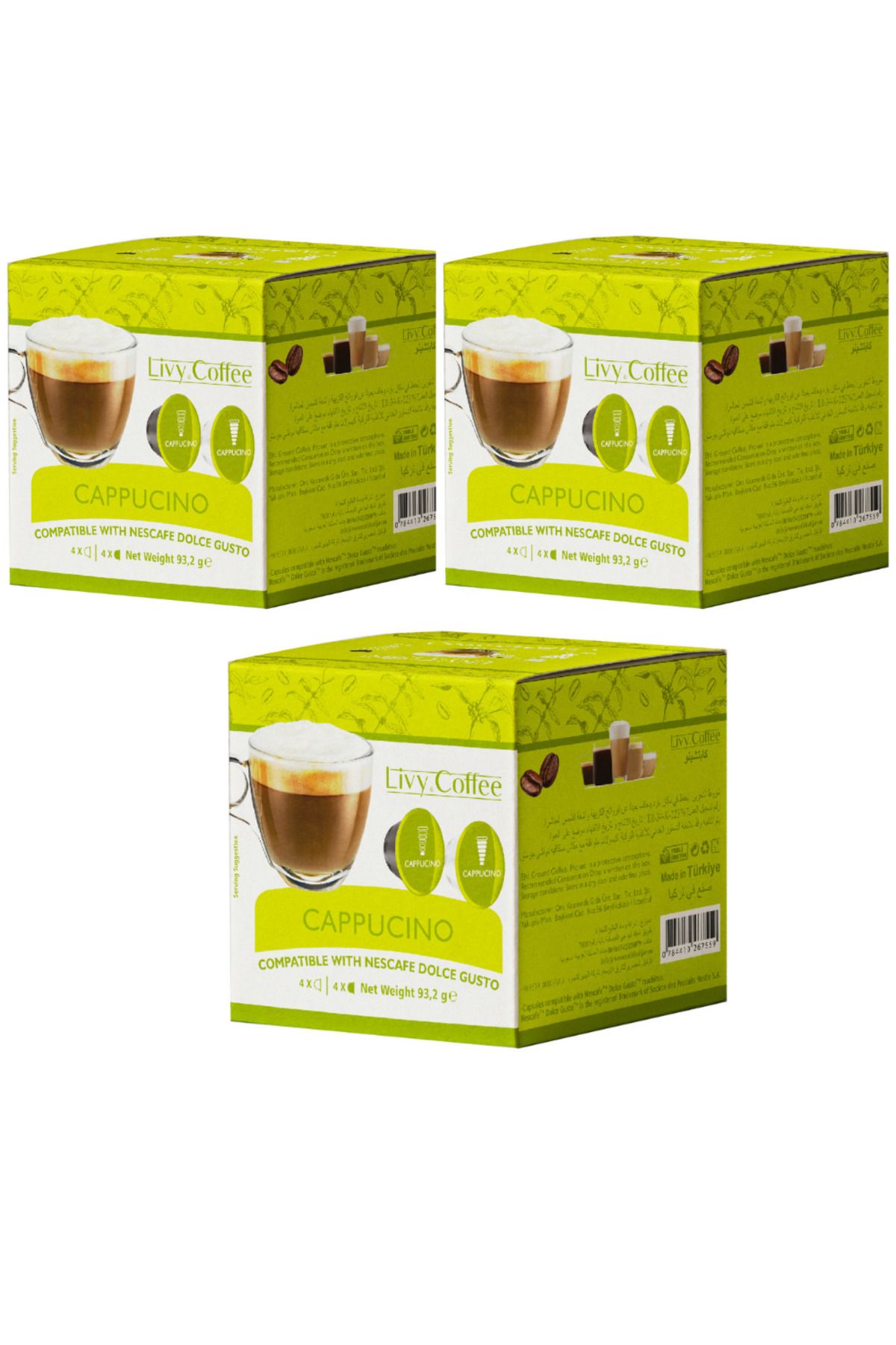 Livy Coffee Dolce Gusto, Uyumlu Cappucino Kapsül Kahve 3x8 24 Kapsül