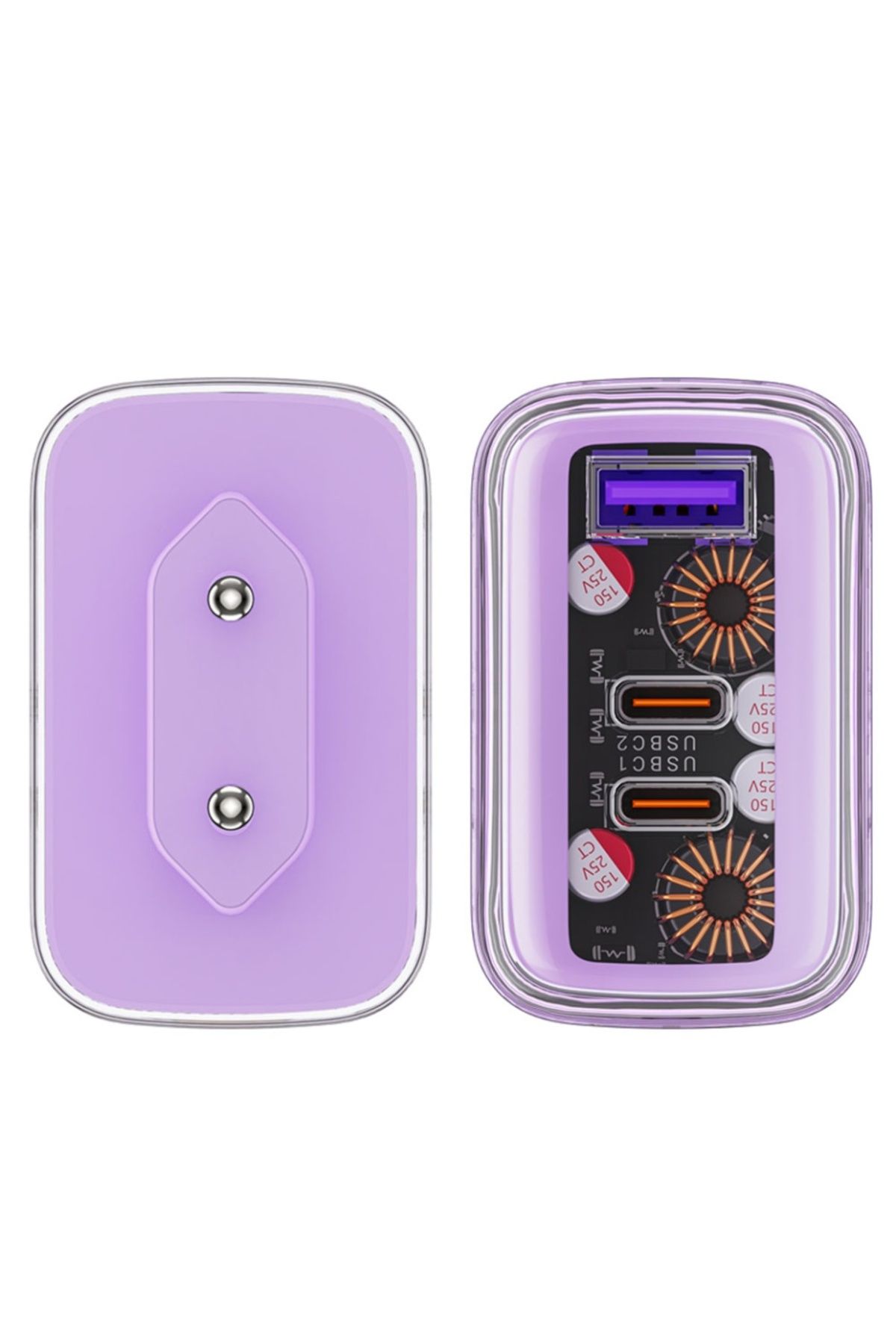Acefast-Încărcător de perete, încărcare rapidă, AcesFast, 2x Tip-C, USB, GaN, încărcare rapidă PD65W, A45, violet 3