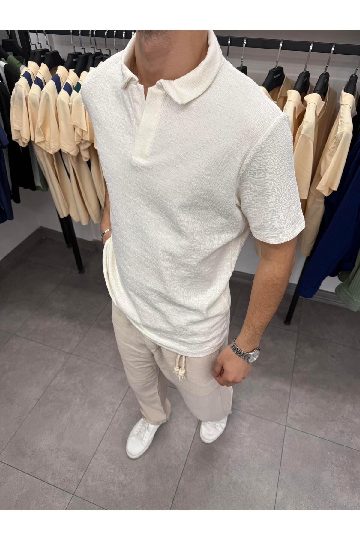 Butik Avrupa Kalıp Apaş Yaka Triko Beyaz