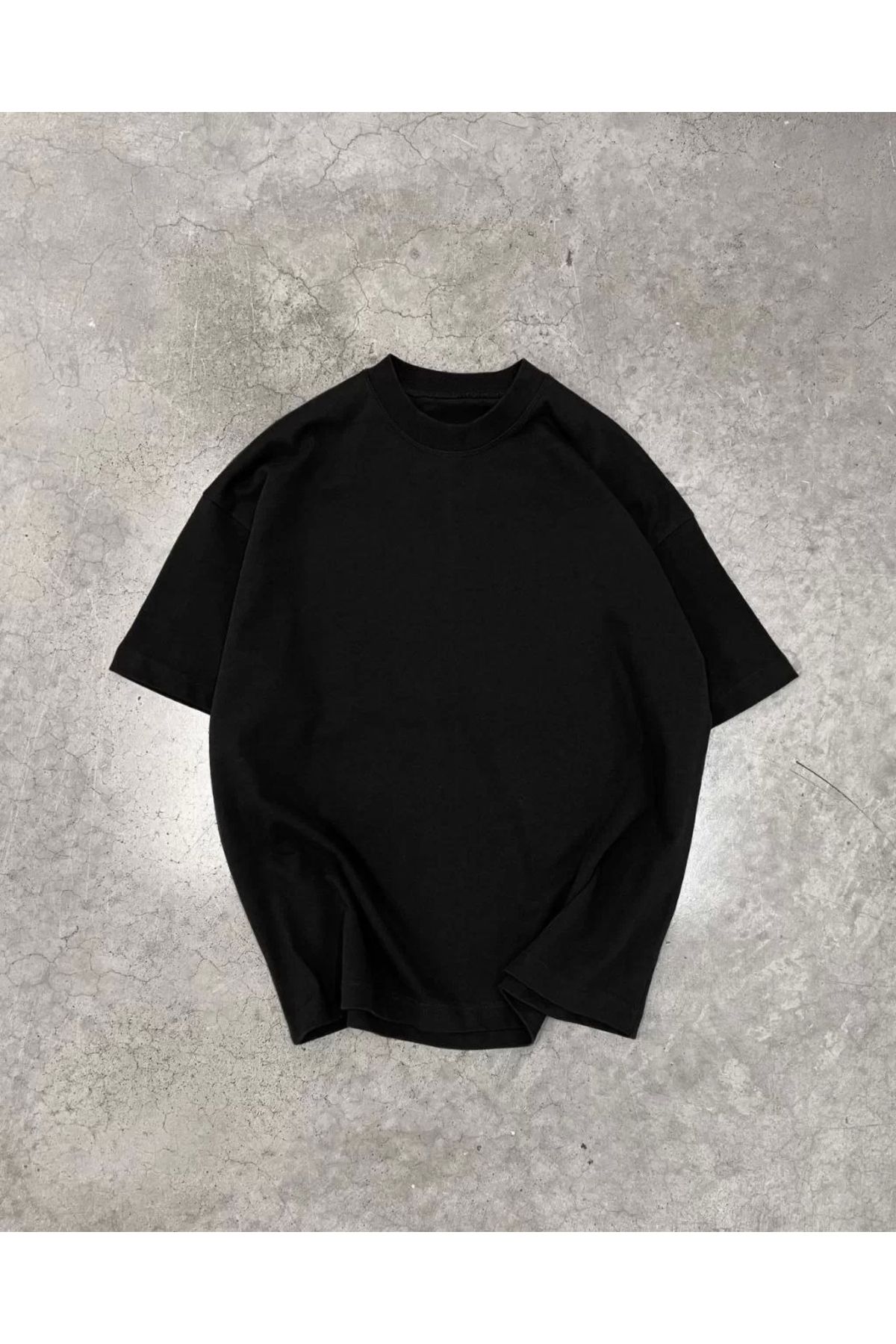 luz&pos Unisex Basic Bisiklet Yaka Oversize T-shirt - Siyah