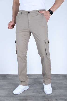 sports here Düz Paça Kargo Cepli Keten Mevsimlik Pantolon