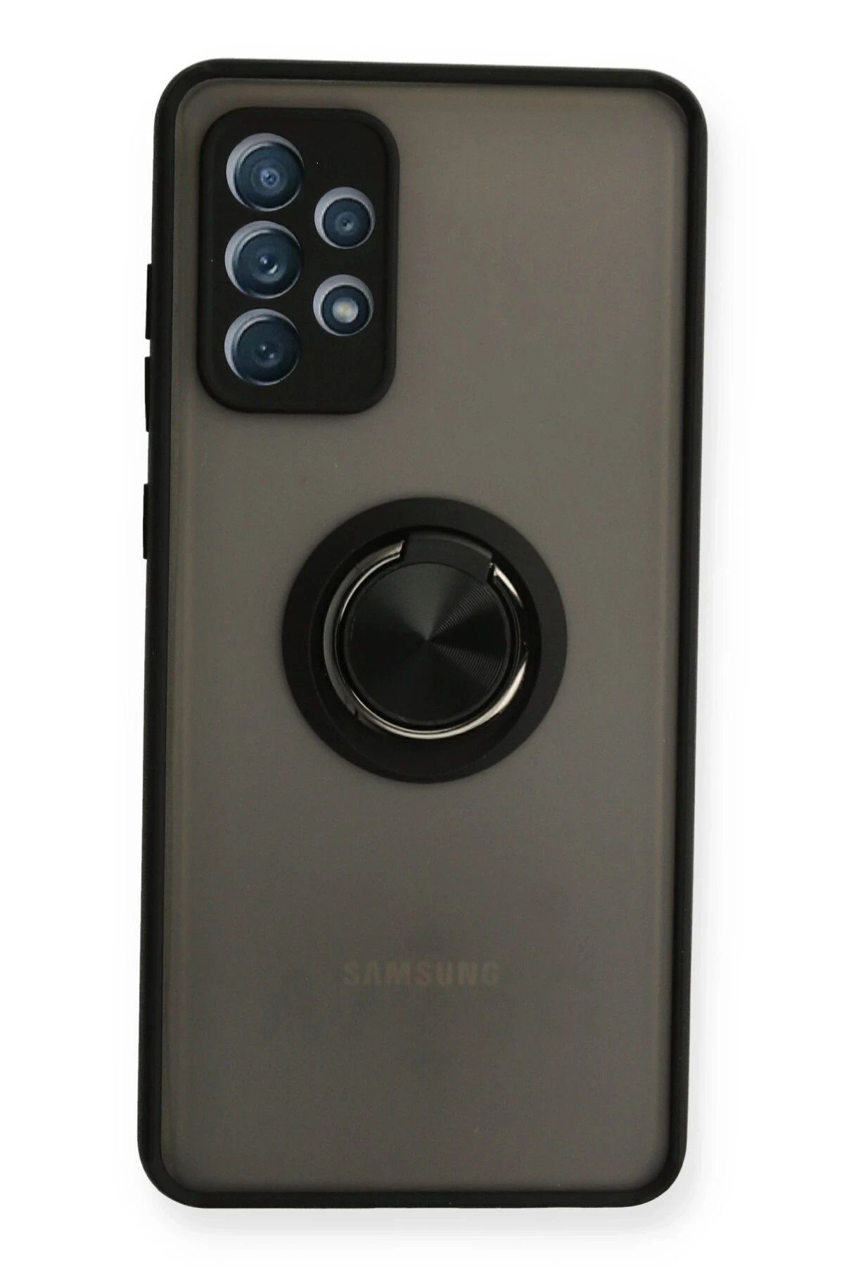 NewFace Samsung Galaxy A32 Kılıf Montreal Yüzüklü Silikon Kapak - Siyah FERRG