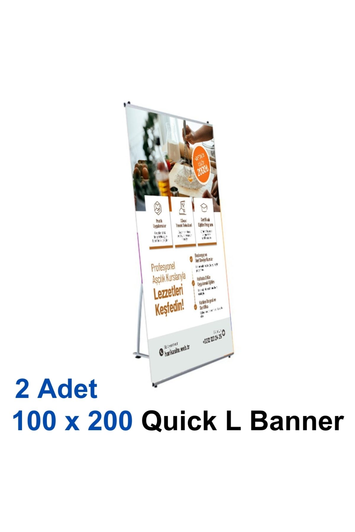 Karlobi Quick Banners L Banners Baskısız 100 x 200 cm 2li Paket