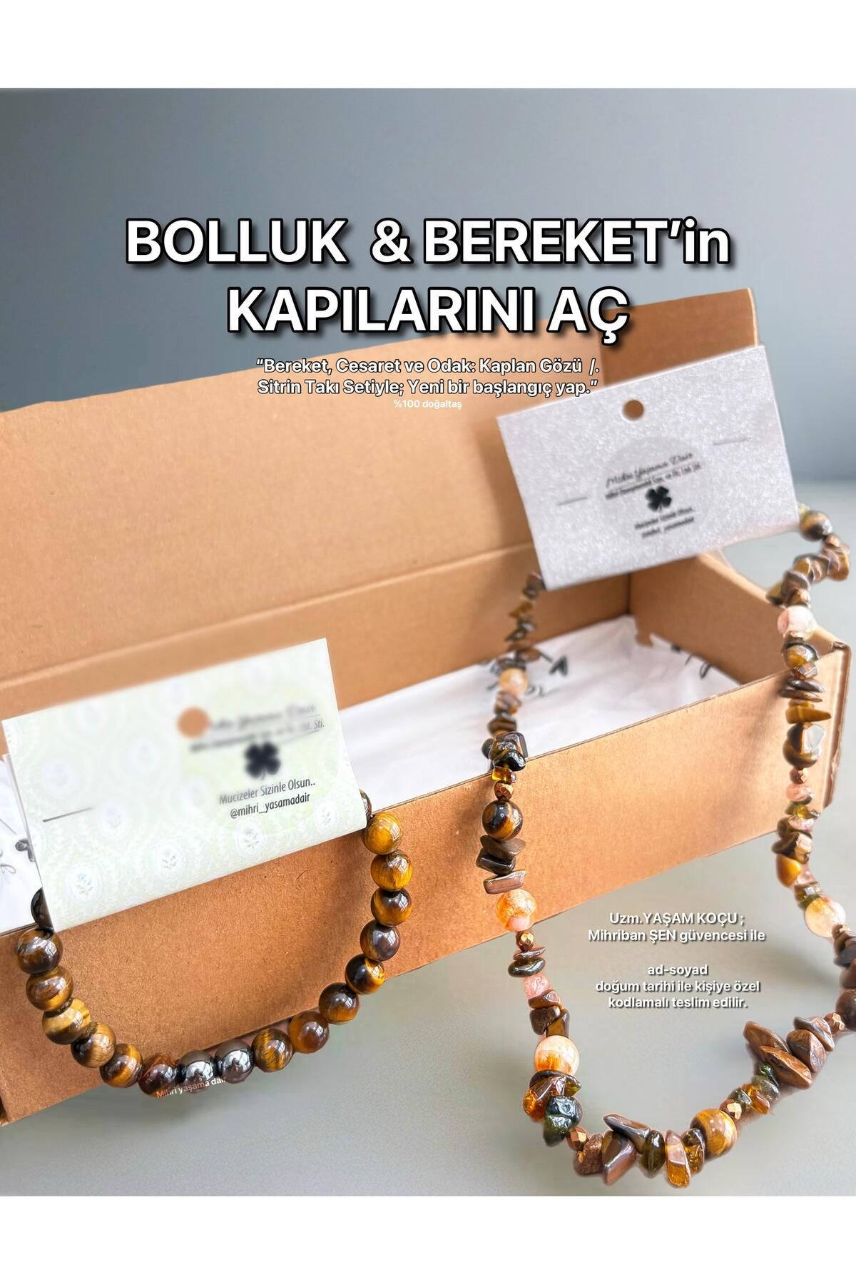 Mihri Doğaltaş Bolluk Bereket Bileklik ve Kolye Seti