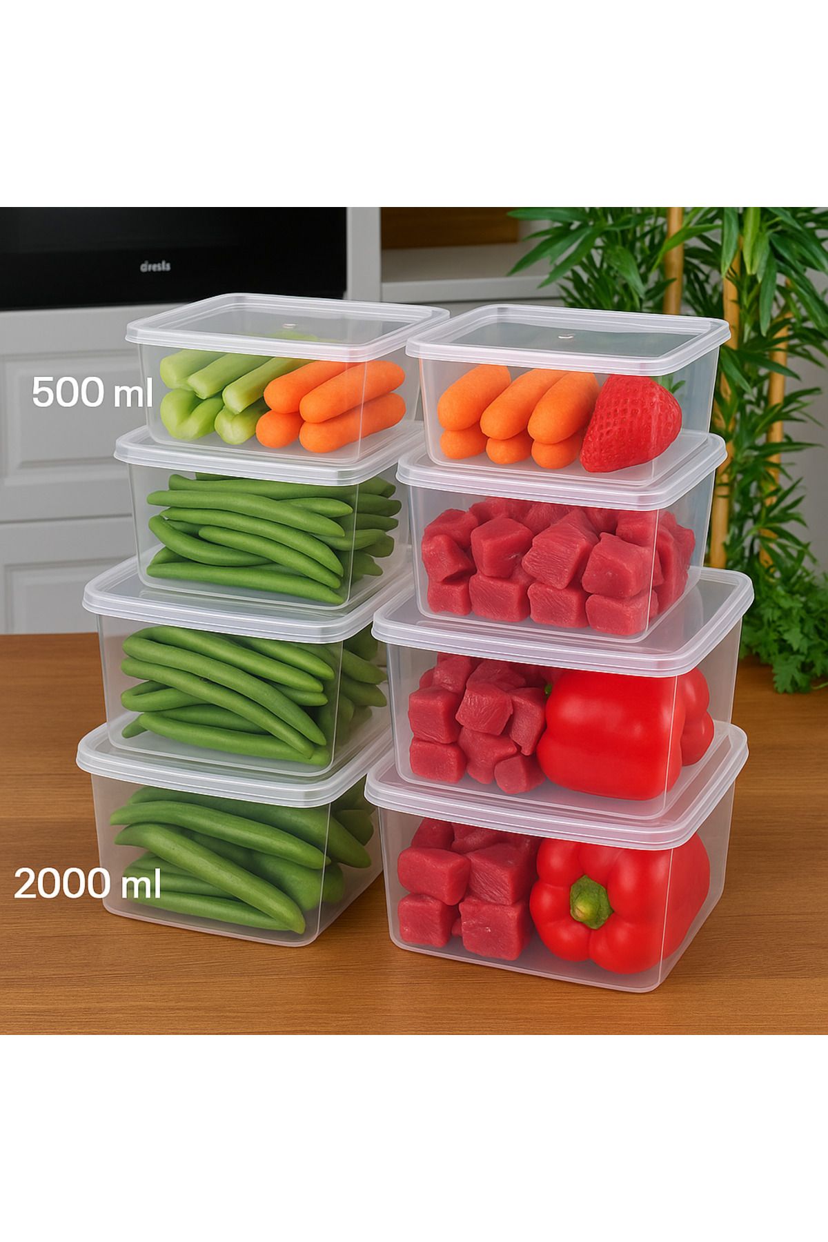 ALPY E TRADE-6-Piece Storage Container: 3X500Ml Rectangular 3X2000Ml Square, Suitable for Freezer, Lid Integrated Design! 4