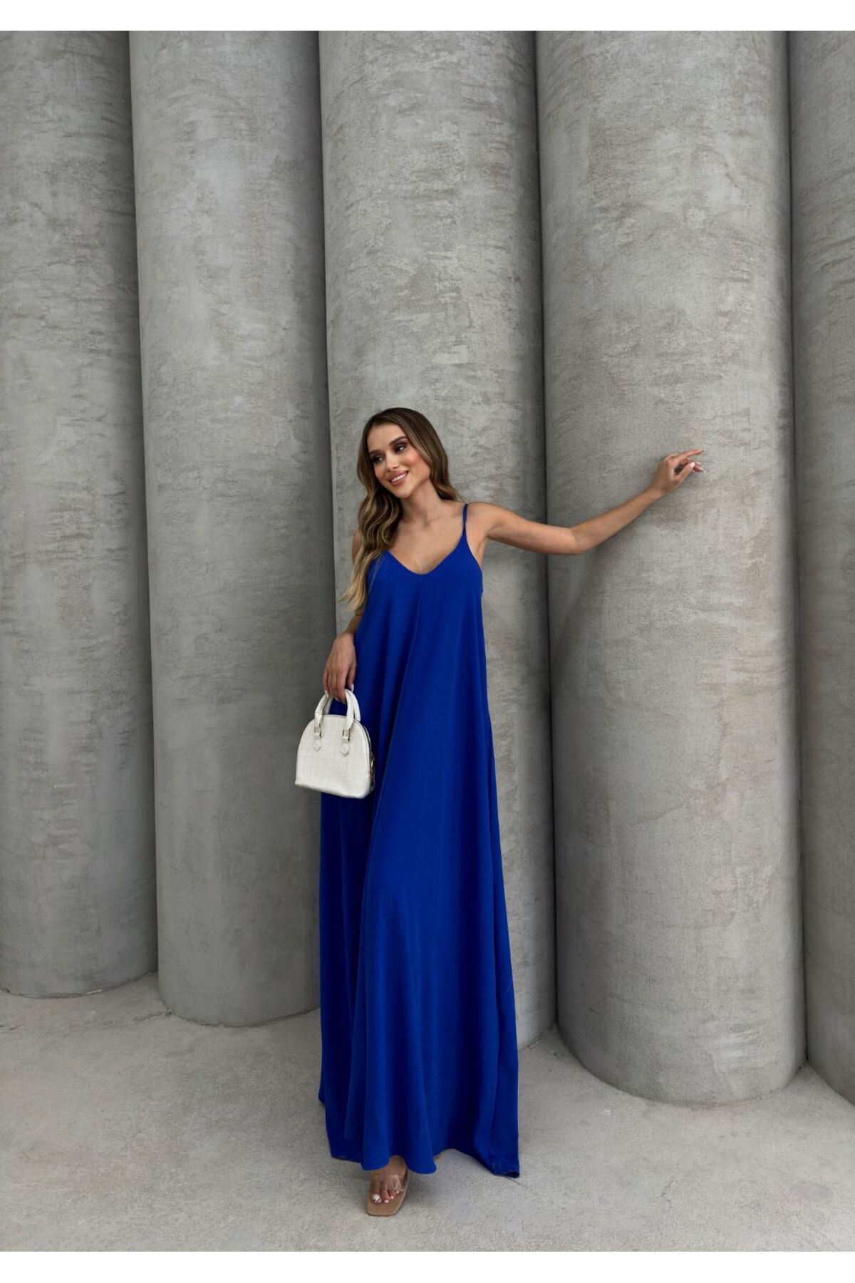 IŞILDA FASHION Kadın Uzun Askılı Salaş Elbise