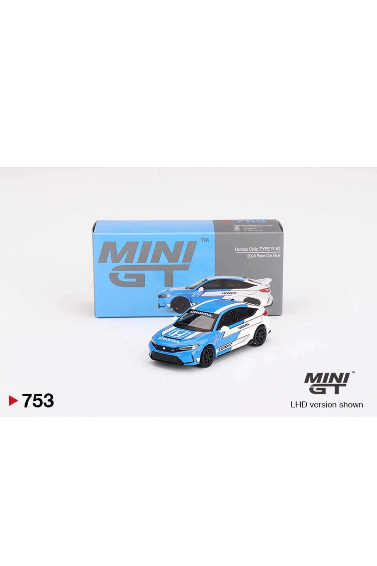 mini gt 1:64 Honda Civic Type R #3 2023 Pace Car Mavi Diecast Model Araba