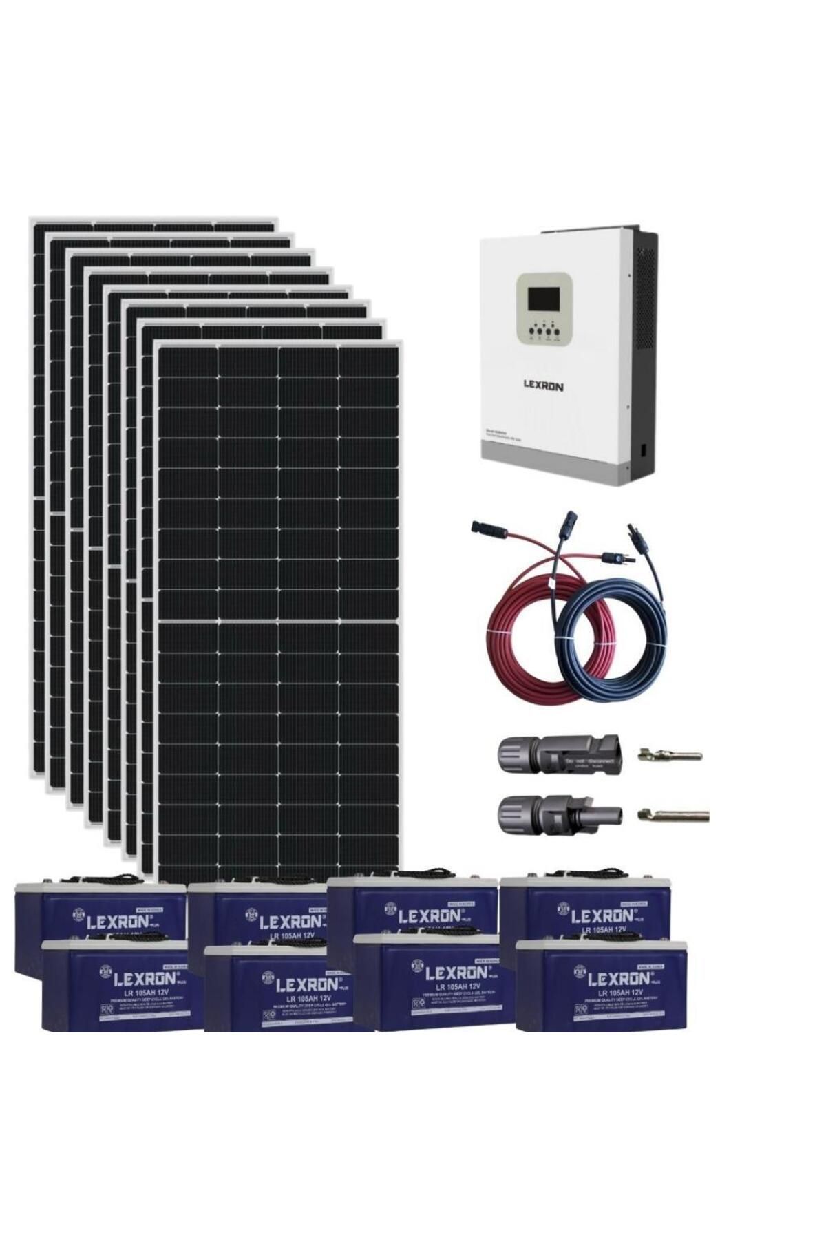 Fabri Solar Güneş Enerjisi Bağevi Solar Paket – 5Kw Mppt Akıllı İnverter + 8X 410W Güneş Paneli + 8X 12V 105Ah J