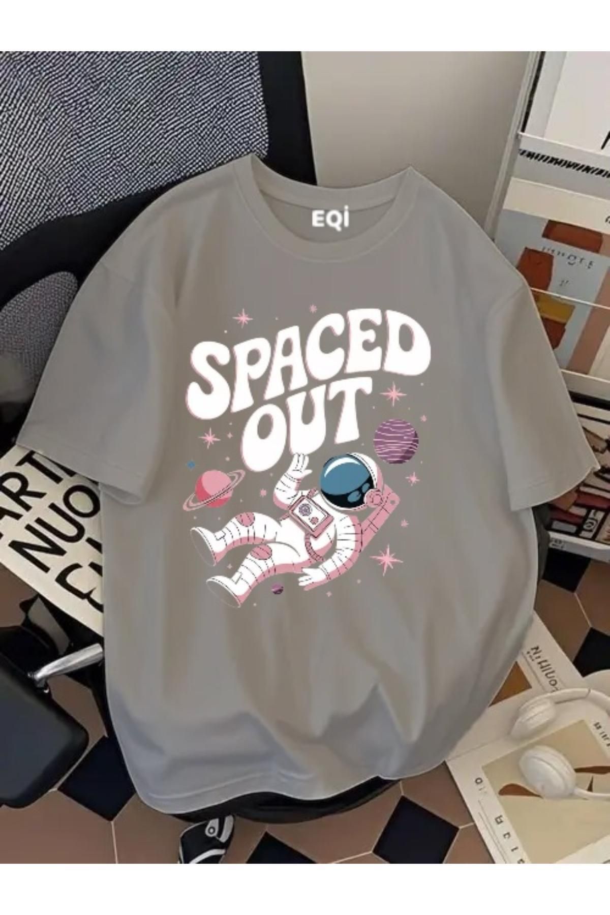 EQİ Astronot Spaced Out Baskılı Oversize T-Shirt