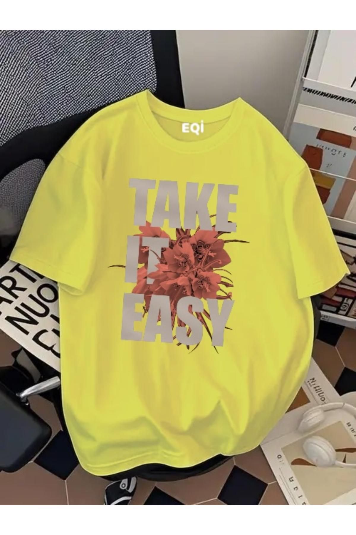 EQİ Take It Easy Baskılı Oversize T-Shirt