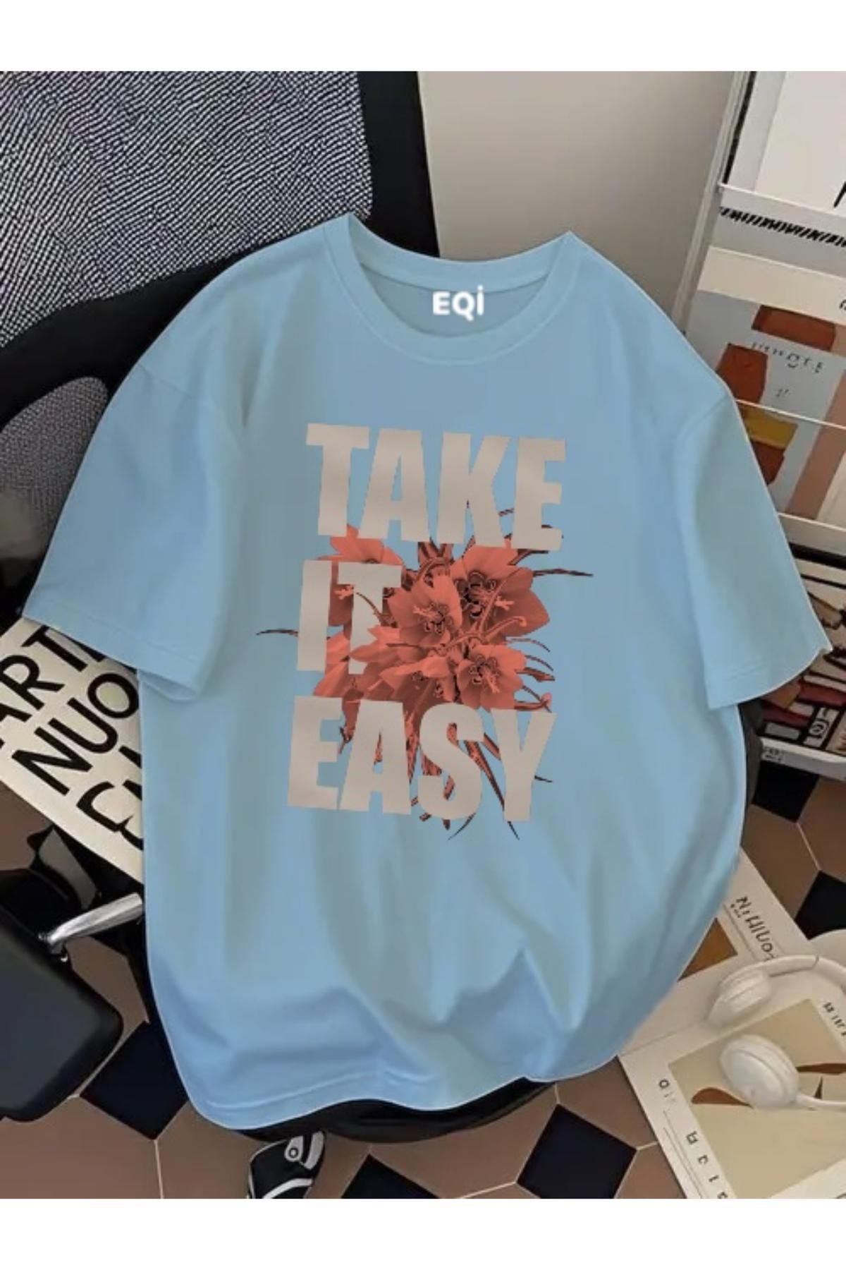 EQİ Take It Easy Baskılı Oversize T-Shirt
