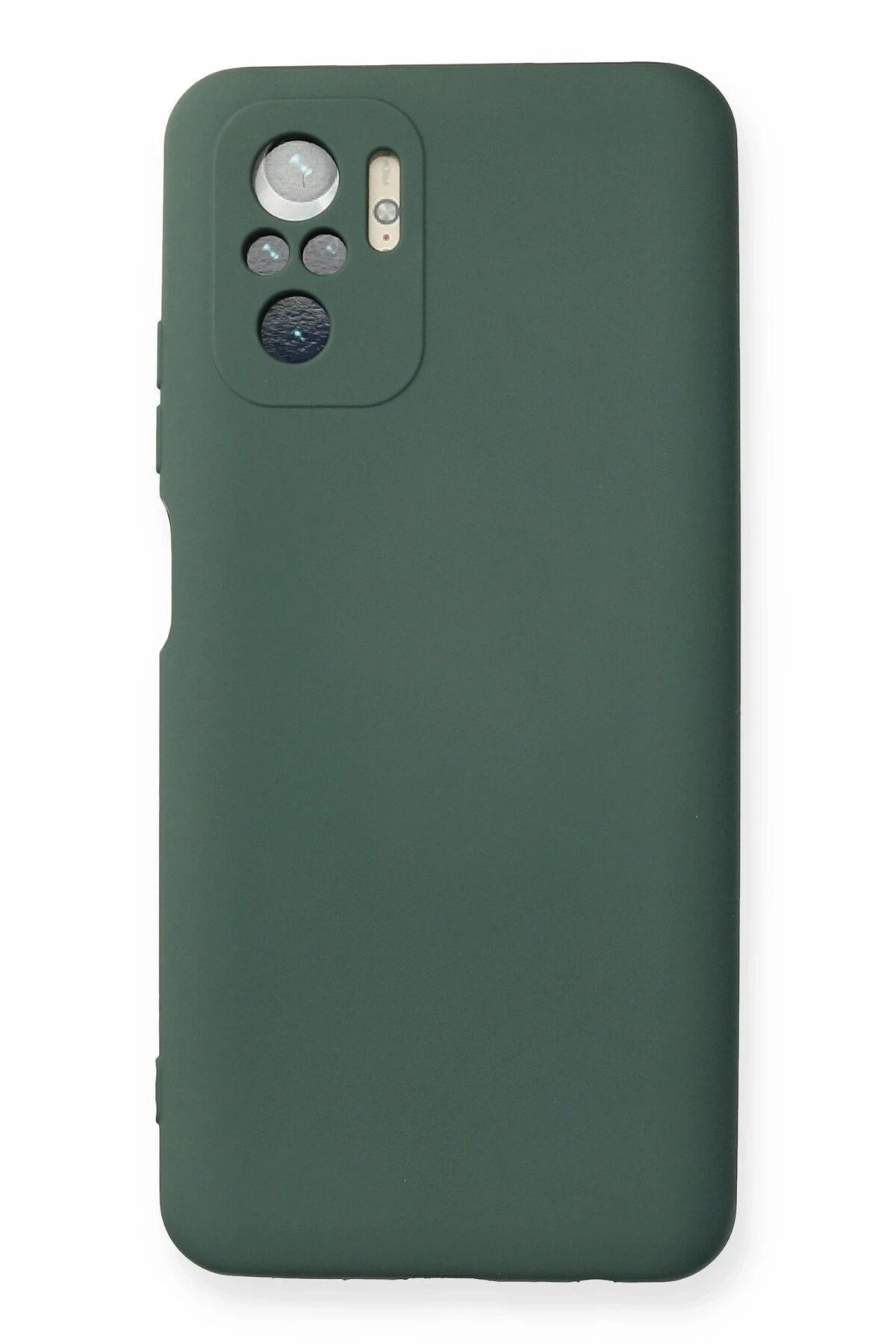 NewFace Xiaomi Redmi Note 10 Kılıf Nano içi Kadife Silikon - Koyu Yeşil FERRG
