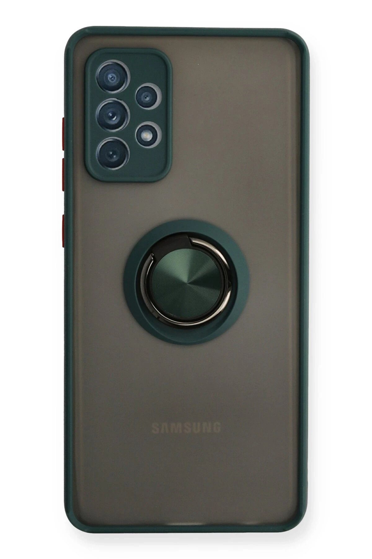 NewFace Samsung Galaxy A72 Kılıf Montreal Yüzüklü Silikon Kapak - Yeşil FERRG