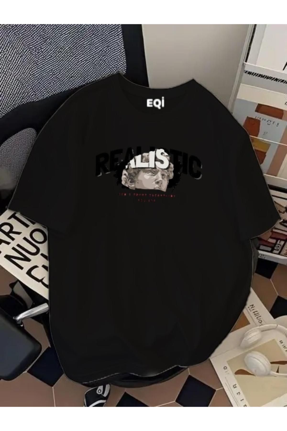 EQİ Realistic Baskılı Oversize T-Shirt