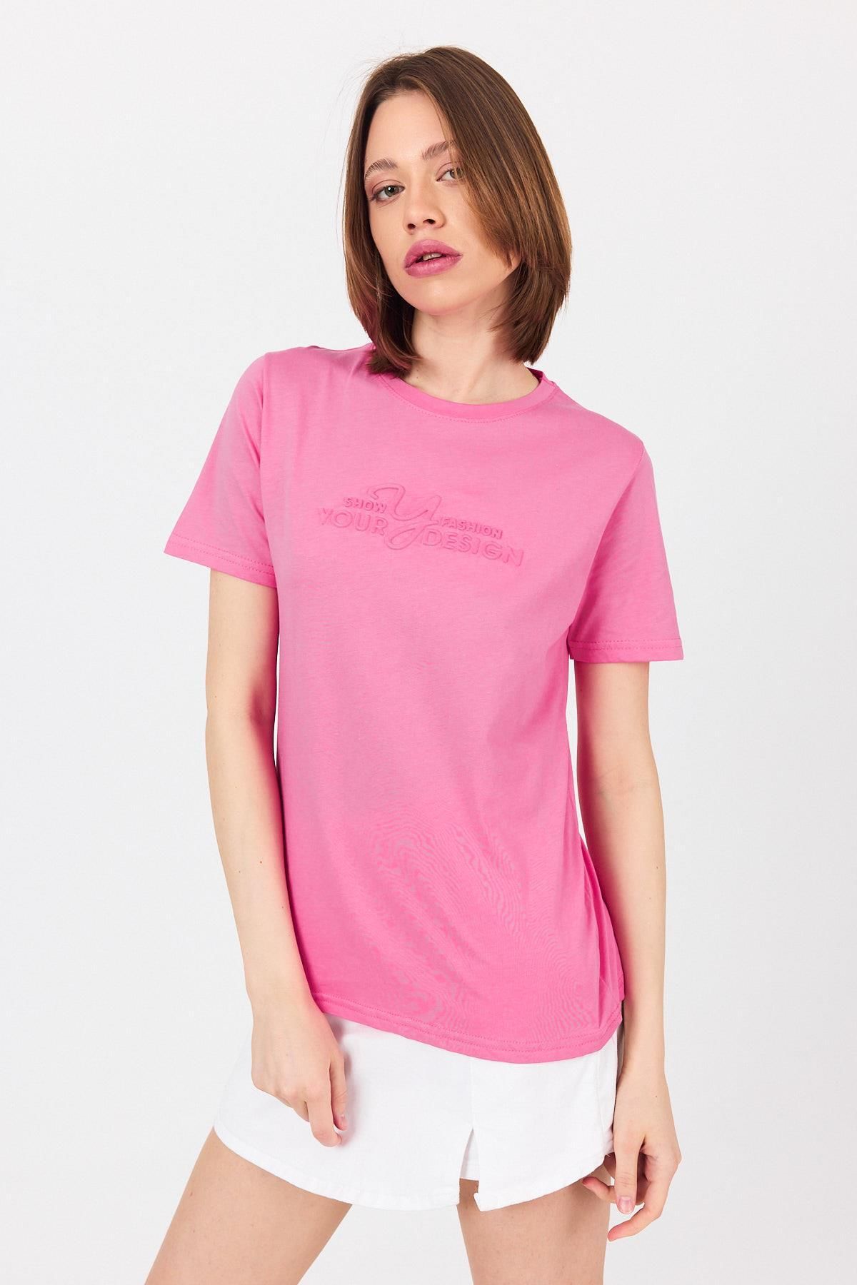 Rays Pembe Yazı Kabartmalı Tişört 25223