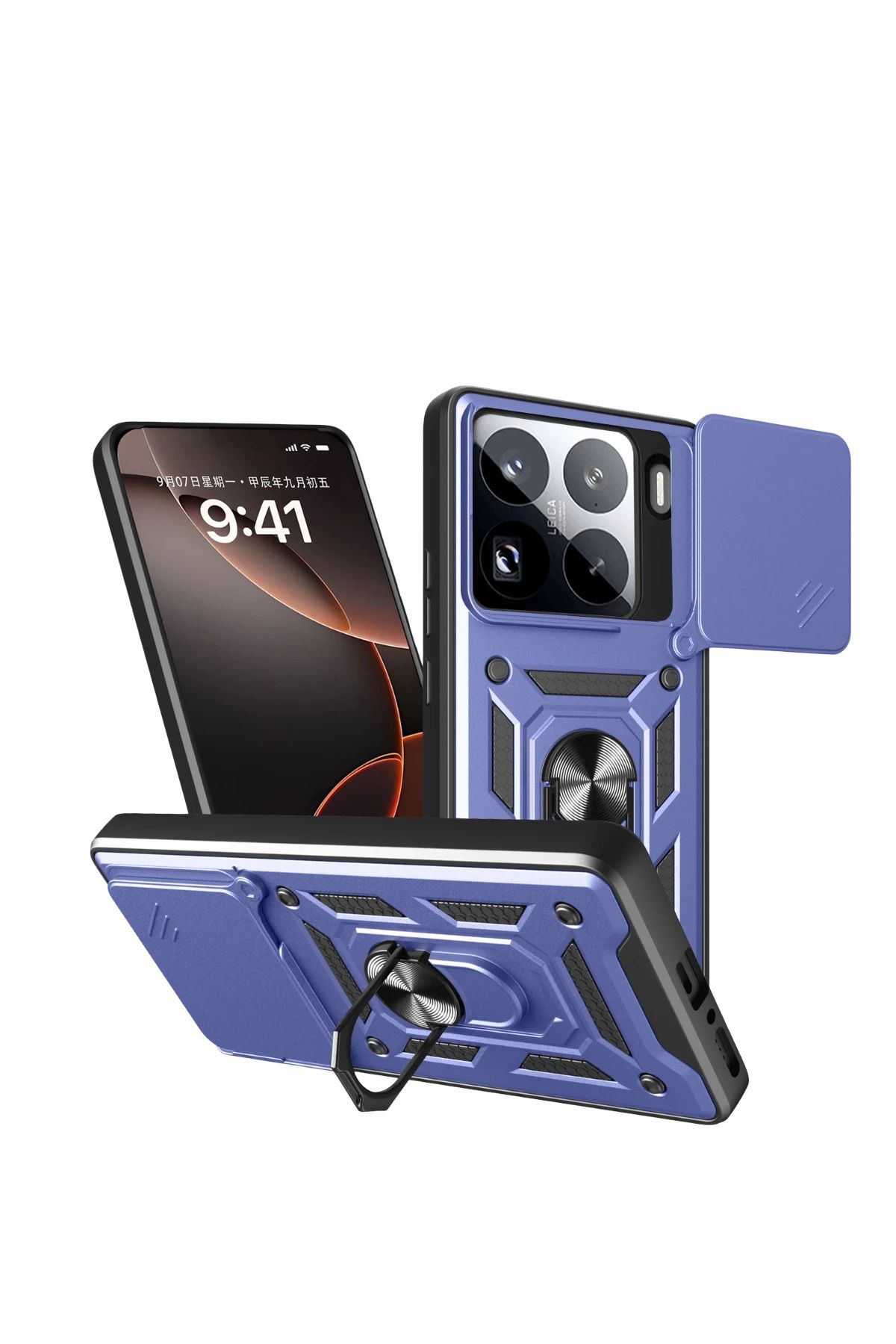 NewFace Xiaomi Mi 15 Pro Kılıf Pars Lens Yüzüklü Silikon - Lacivert FERRG