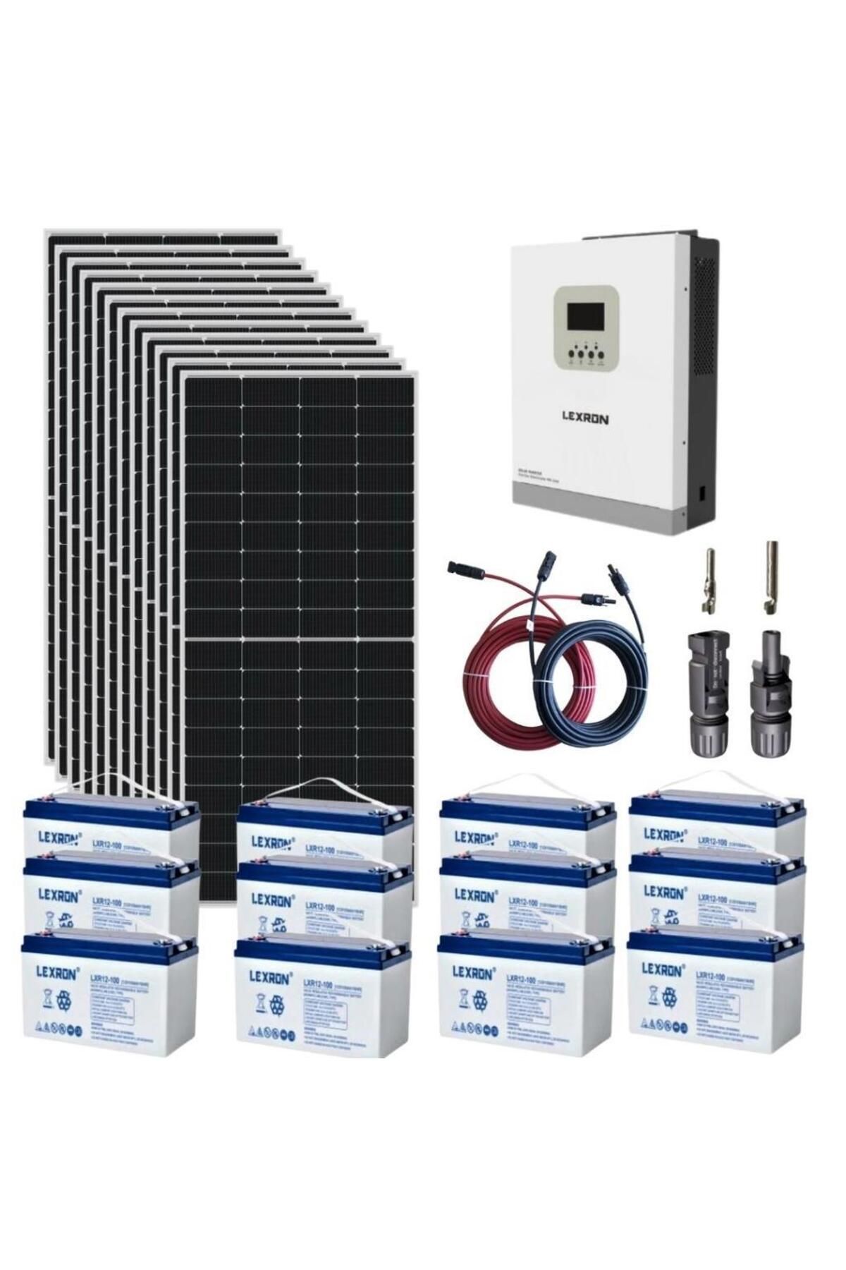Fabri Solar Güneş Enerjisi Bağevi Solar Paket – 5Kw Mppt Akıllı İnverter + 12X 285W Güneş Paneli + 12X 12V 100Ah