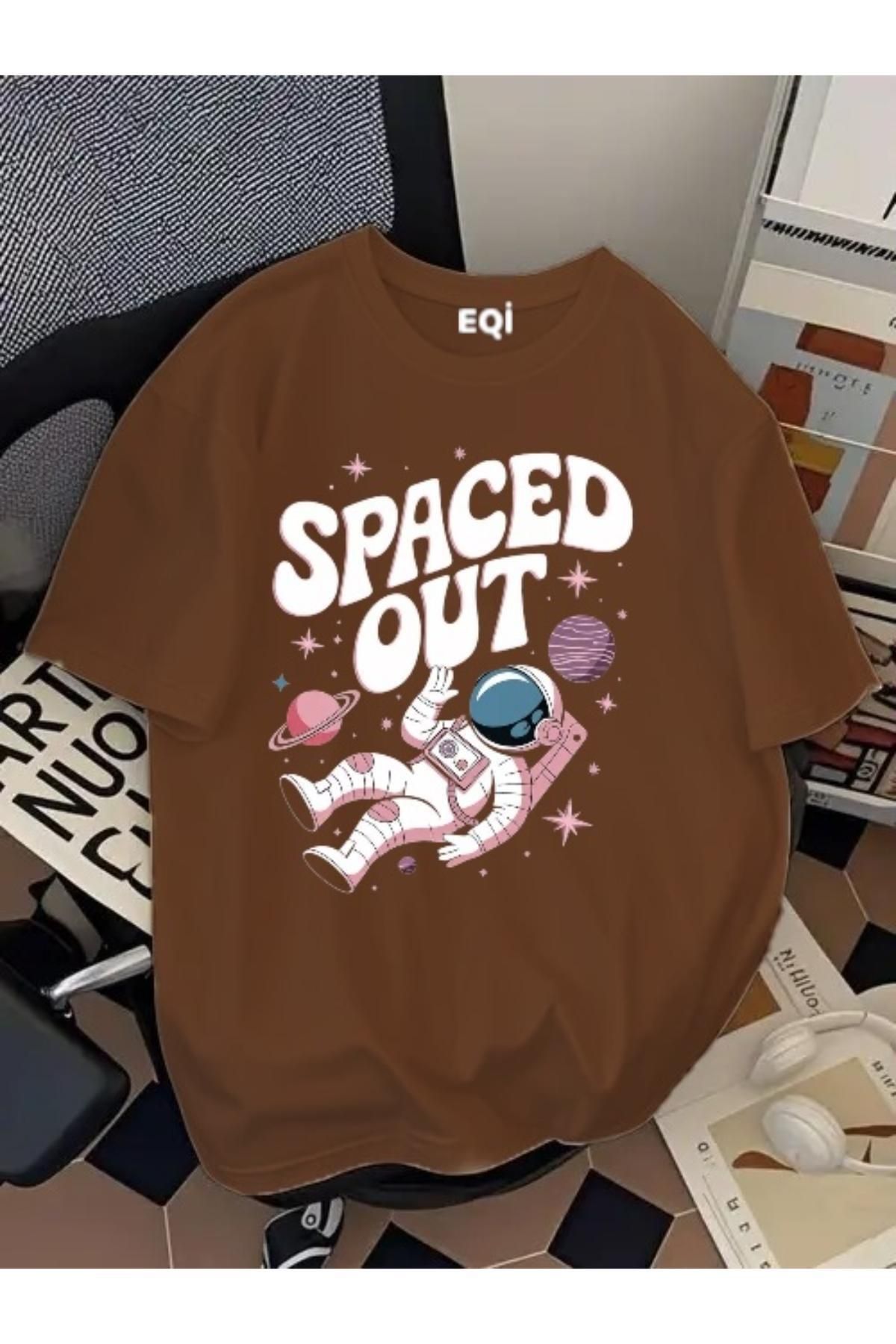 EQİ Astronot Spaced Out Baskılı Oversize T-Shirt