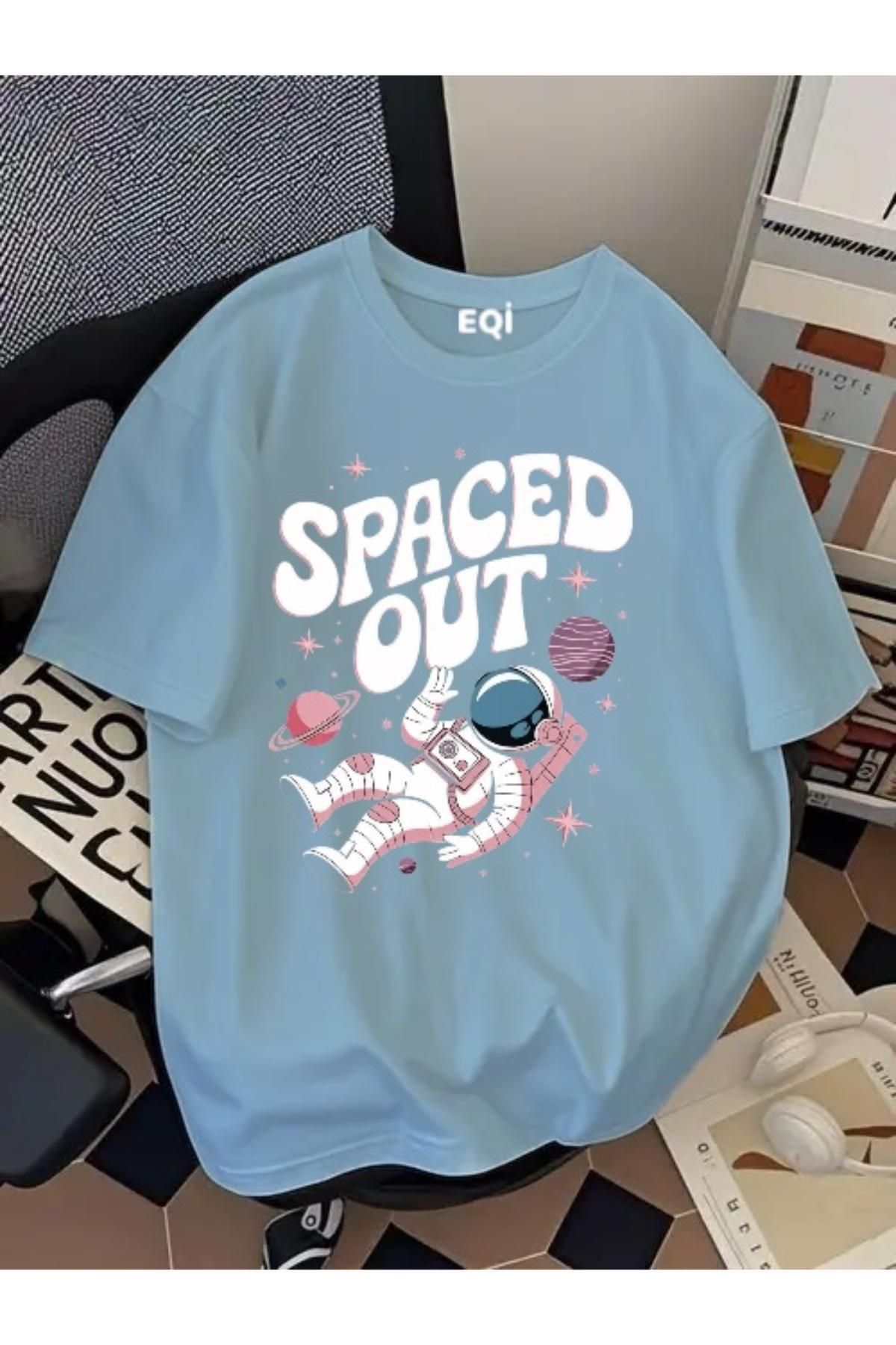 EQİ Astronot Spaced Out Baskılı Oversize T-Shirt