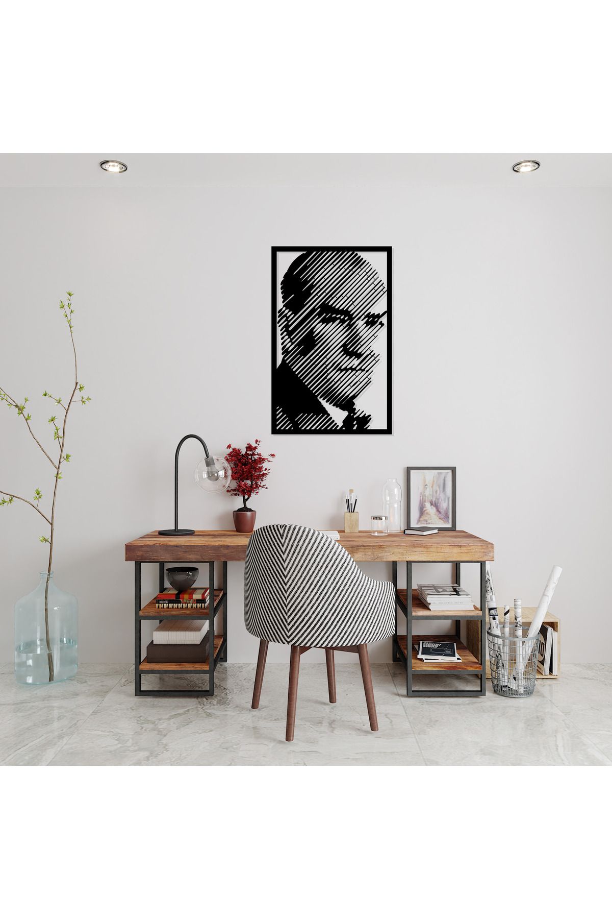 DECOVIENO Atatürk Portresi Metal Duvar Tablosu, Ev & Ofis Dekoru