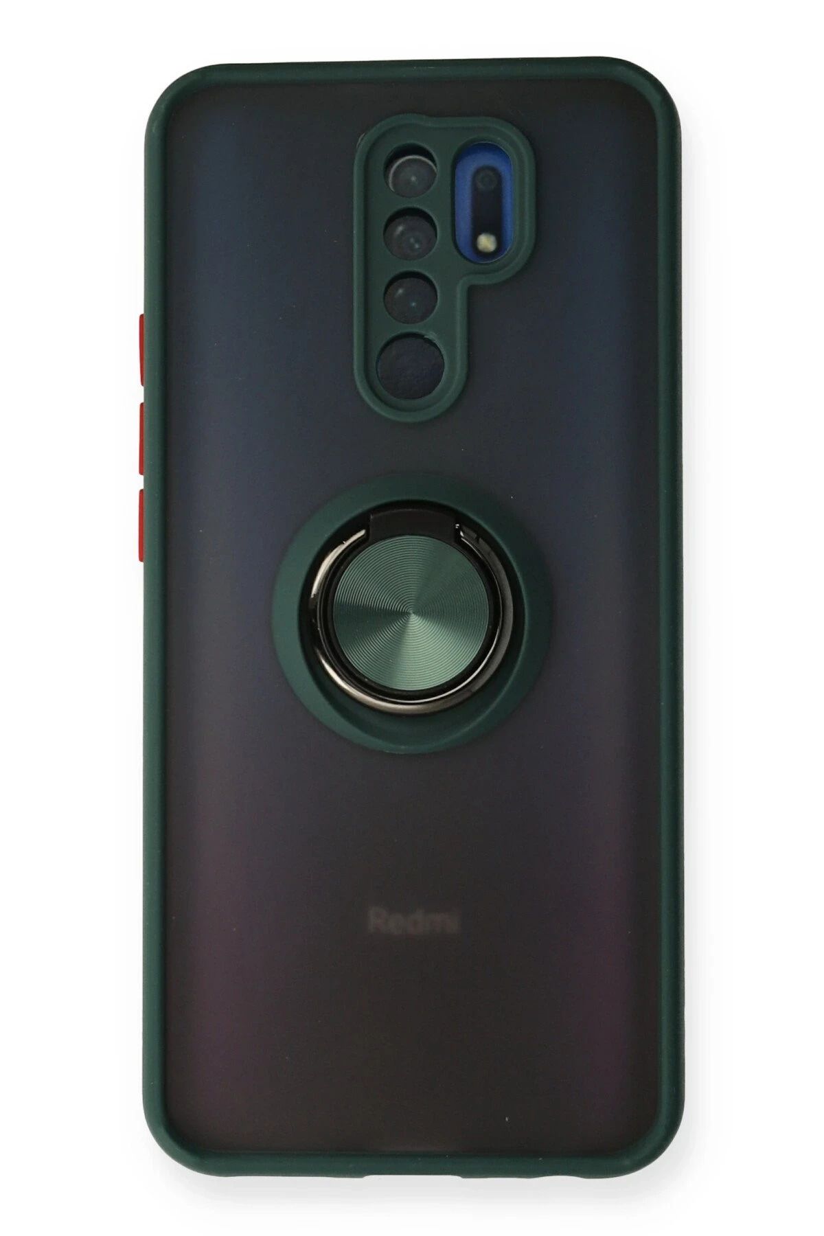 NewFace Xiaomi Redmi 9 Kılıf Montreal Yüzüklü Silikon Kapak - Yeşil FERRG