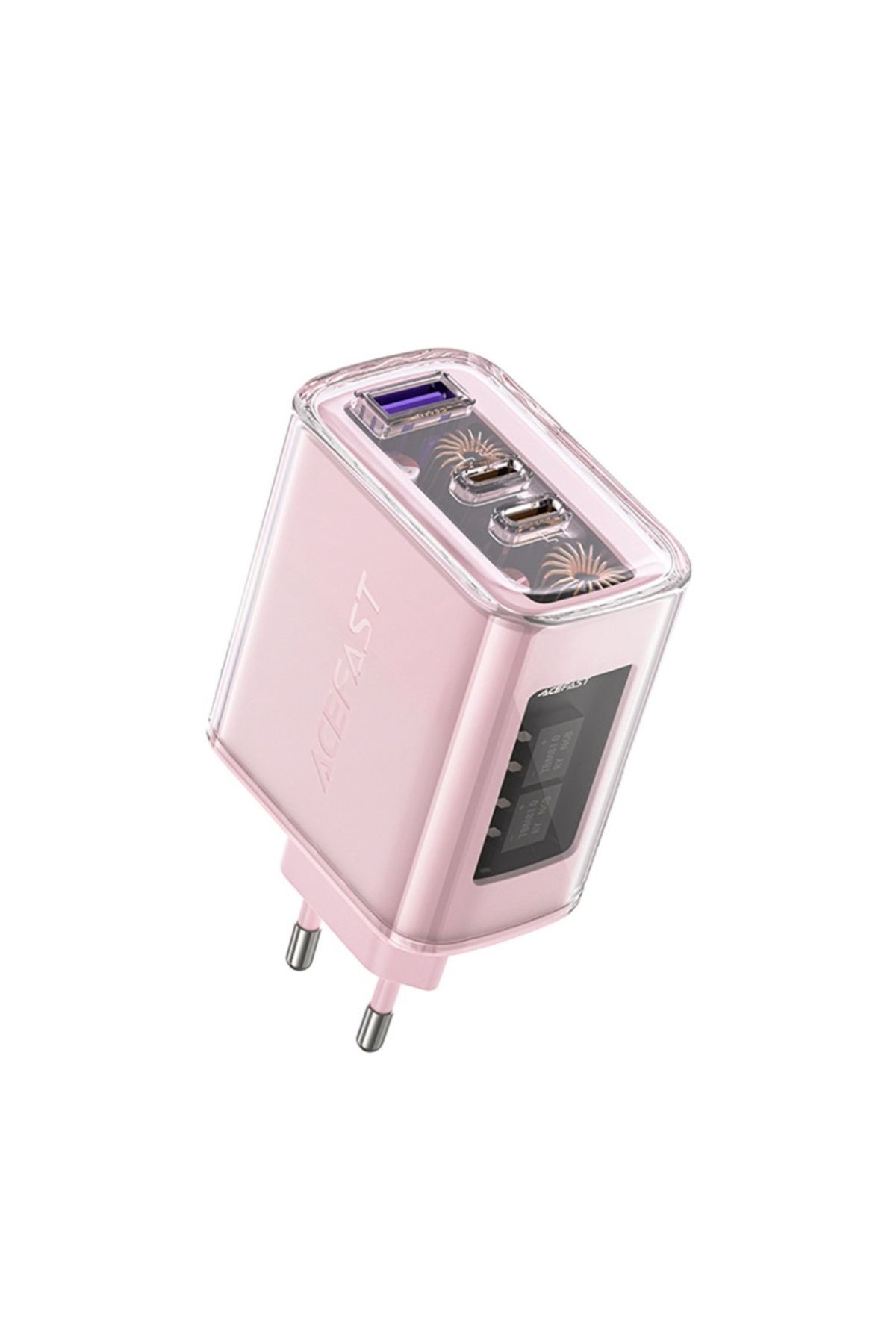 Acefast-Încărcător de perete, încărcare rapidă, AcesFast, 2x Tip-C, USB, GaN, încărcare rapidă PD65W, A45, roz 2
