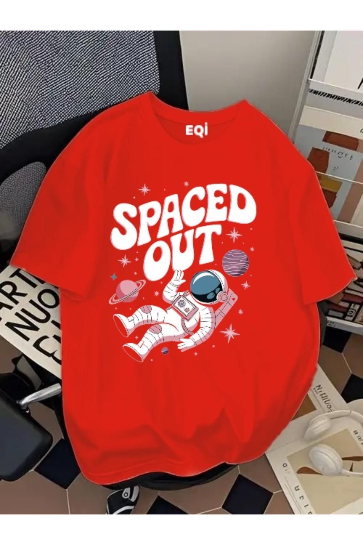 EQİ Astronot Spaced Out Baskılı Oversize T-Shirt