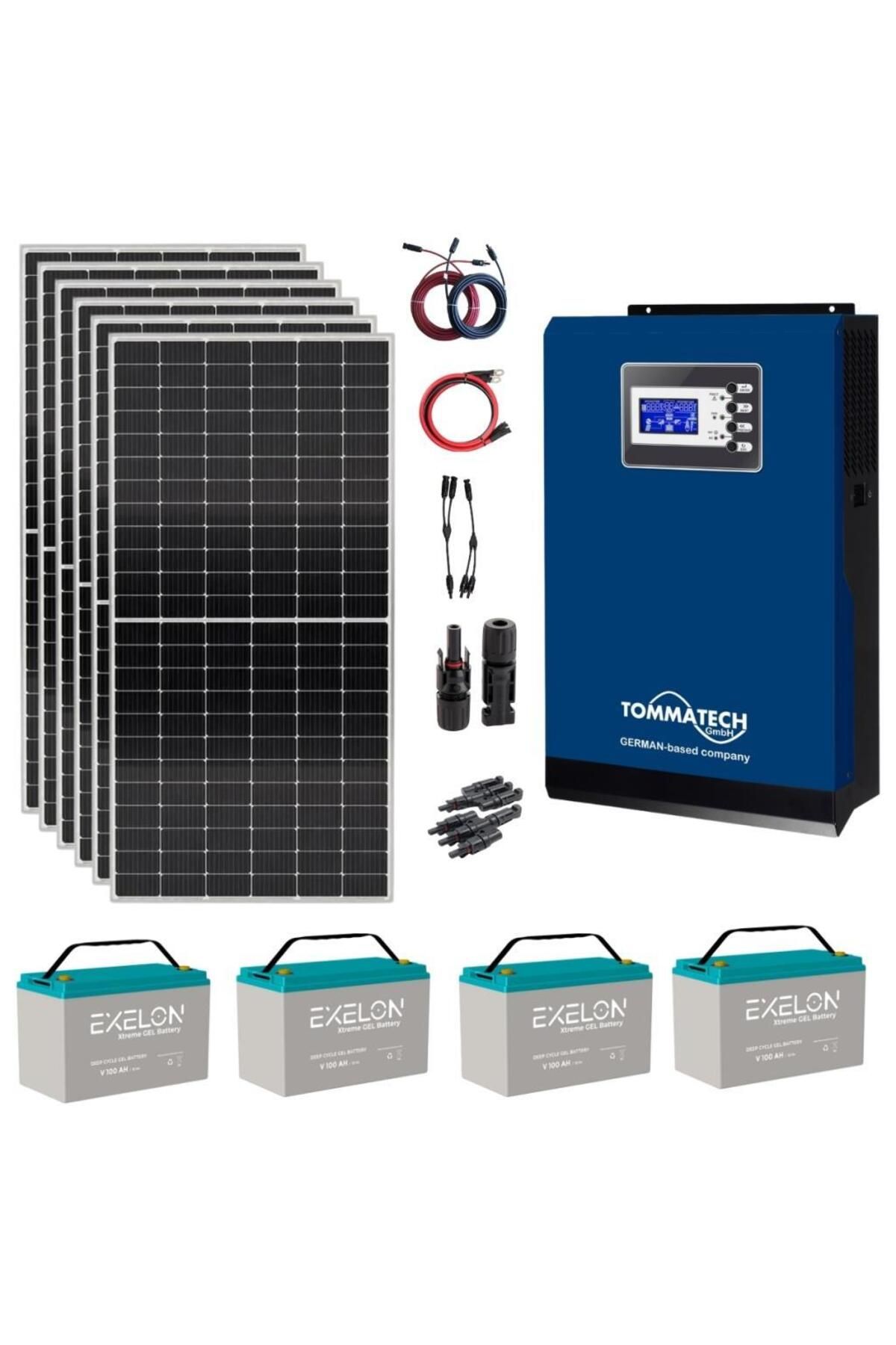 Fabri Solar Güneş Enerjisi Bağ Evi Solar Paketi – 5Kw İnverter + 6X 350W Güneş Paneli + 4X 12V 100Ah Jel Akü
