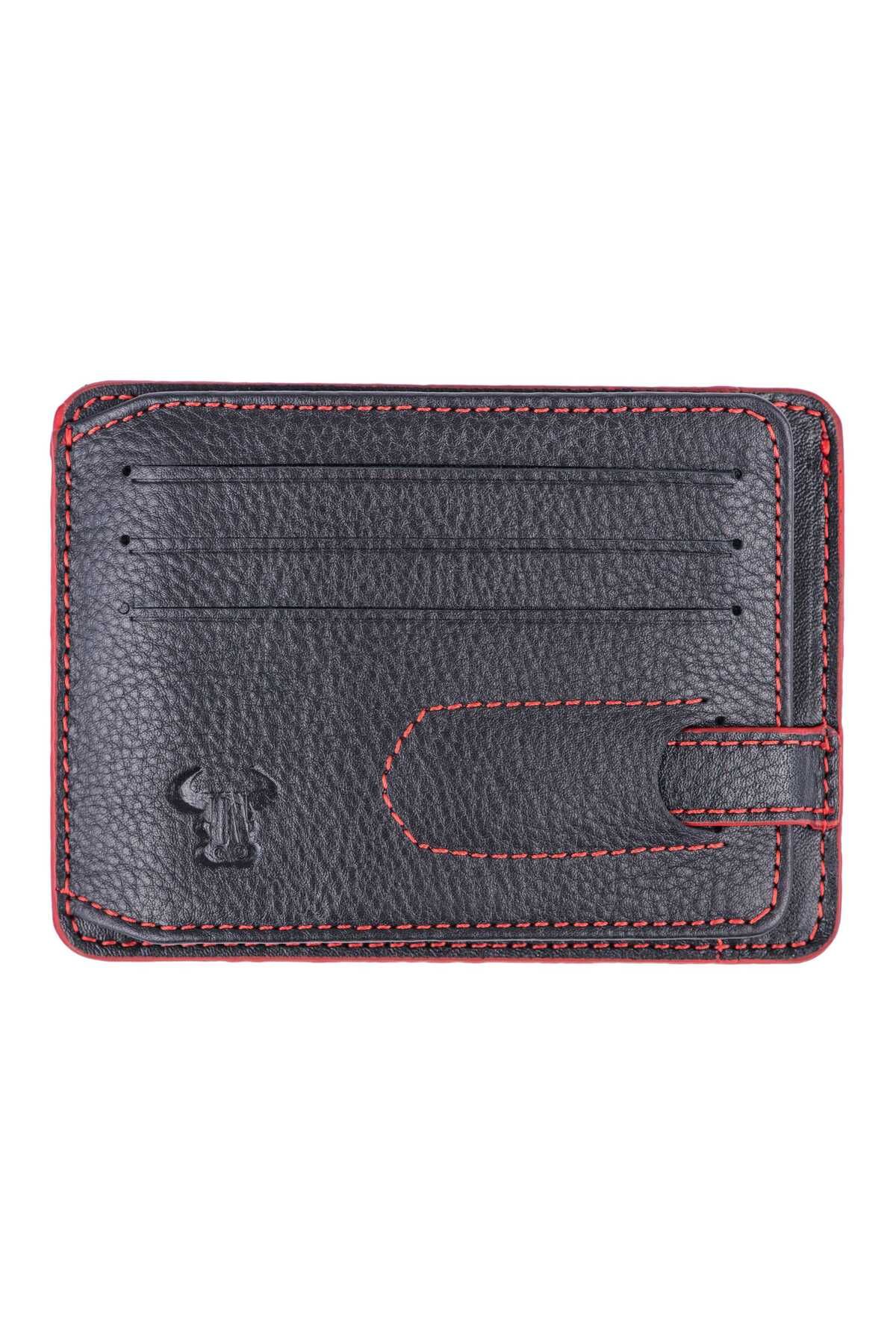 Toro Nero Portcard Bărbătesc Din Piele Naturală Neagră Open Red Line Masculin - One Size