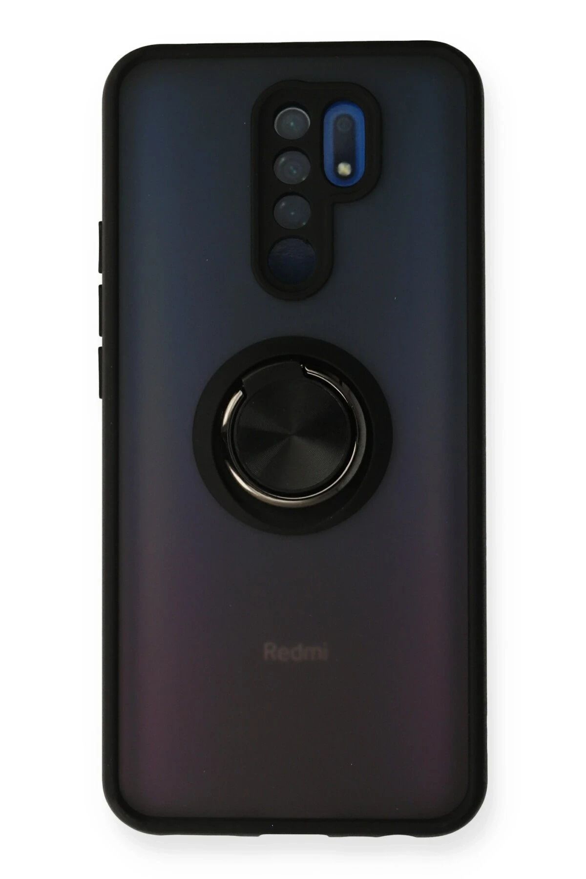 NewFace Xiaomi Redmi 9 Kılıf Montreal Yüzüklü Silikon Kapak - Siyah MRAYD
