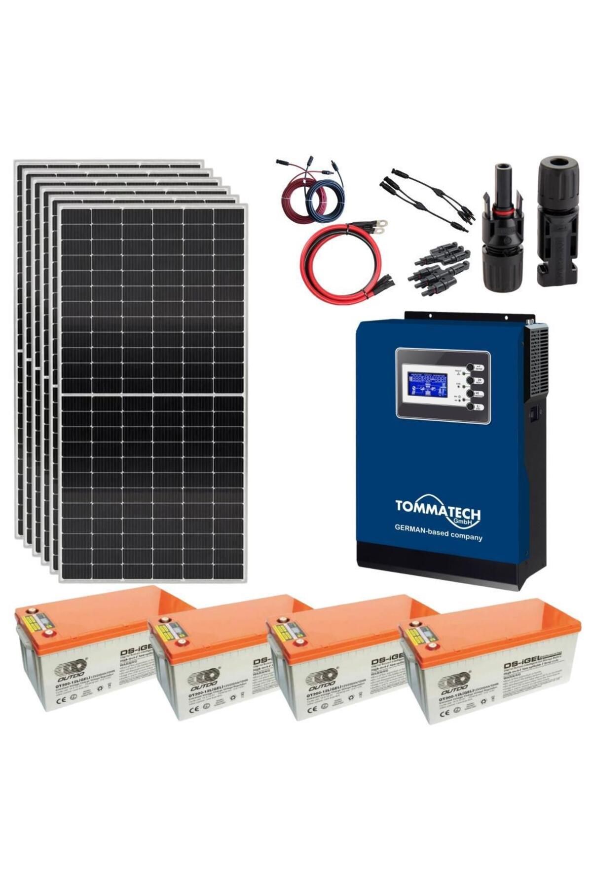 Fabri Solar Güneş Enerjisi Hazır Solar Paket – 5Kw İnverter + 6X 550W Güneş Paneli + 4X 12V 200Ah Jel Akü