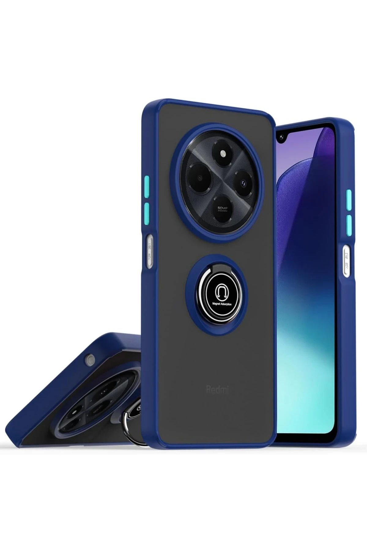 NewFace Realme C75 4G Kılıf Montreal Yüzüklü Silikon Kapak - Lacivert FERRG